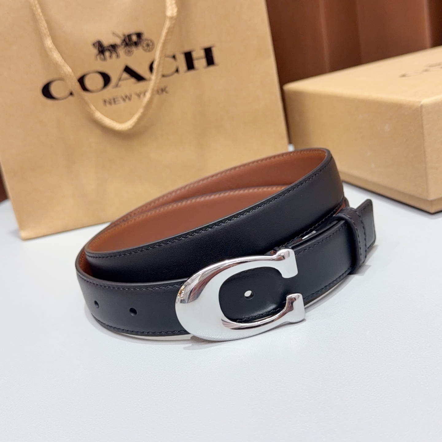 💥💥💥2.5cm蔻驰COACH腰带，双面头层牛皮，长度：75.80.85.90.95.100.105欧，