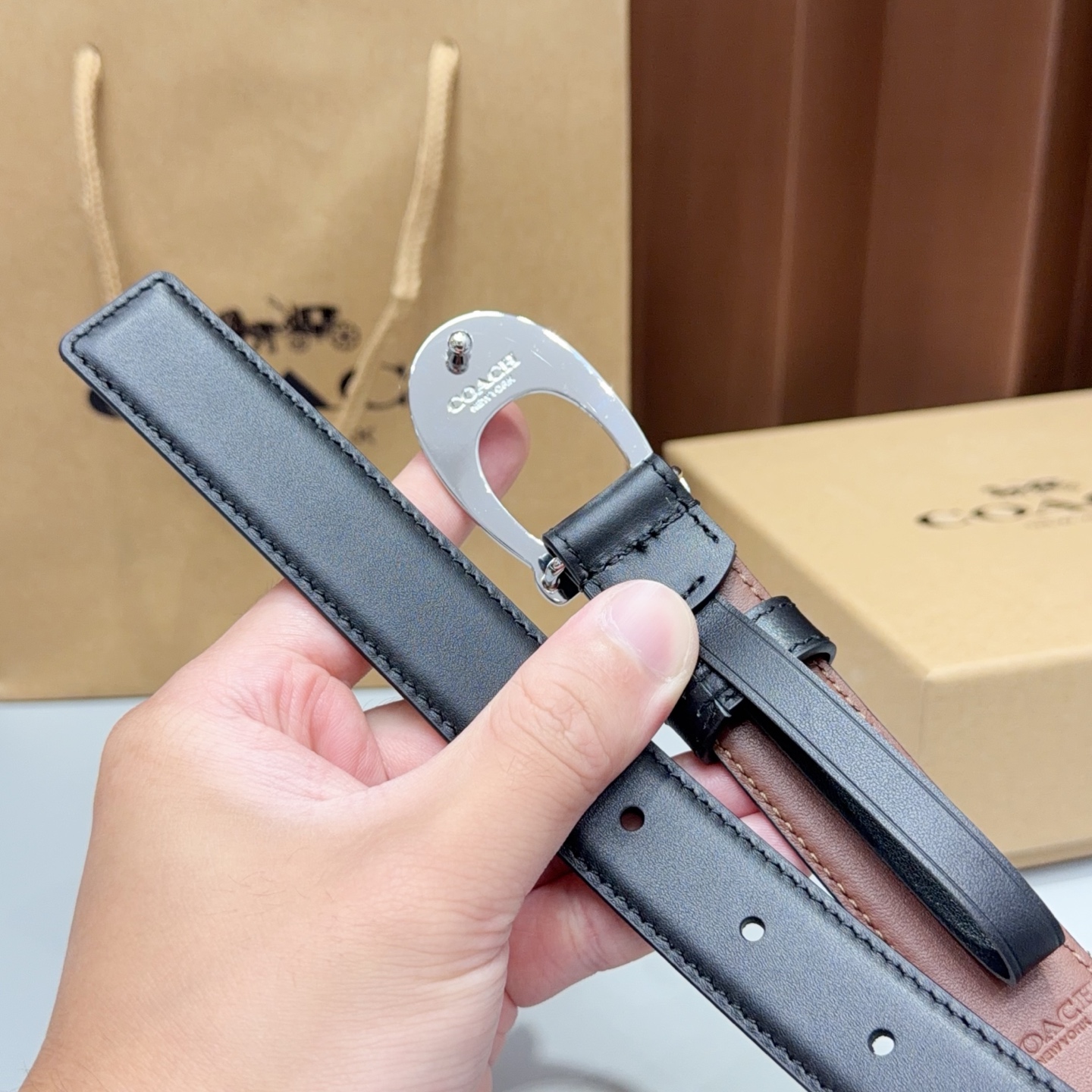 💥💥💥2.5cm蔻驰COACH腰带，双面头层牛皮，长度：75.80.85.90.95.100.105欧，