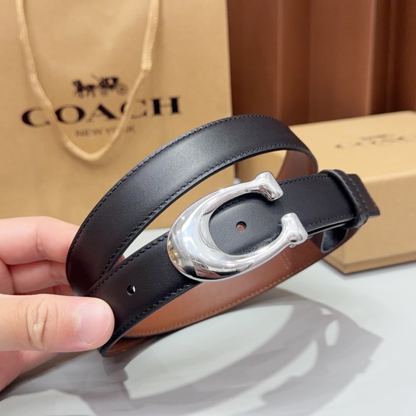 💥💥💥2.5cm蔻驰COACH腰带，双面头层牛皮，长度：75.80.85.90.95.100.105欧，