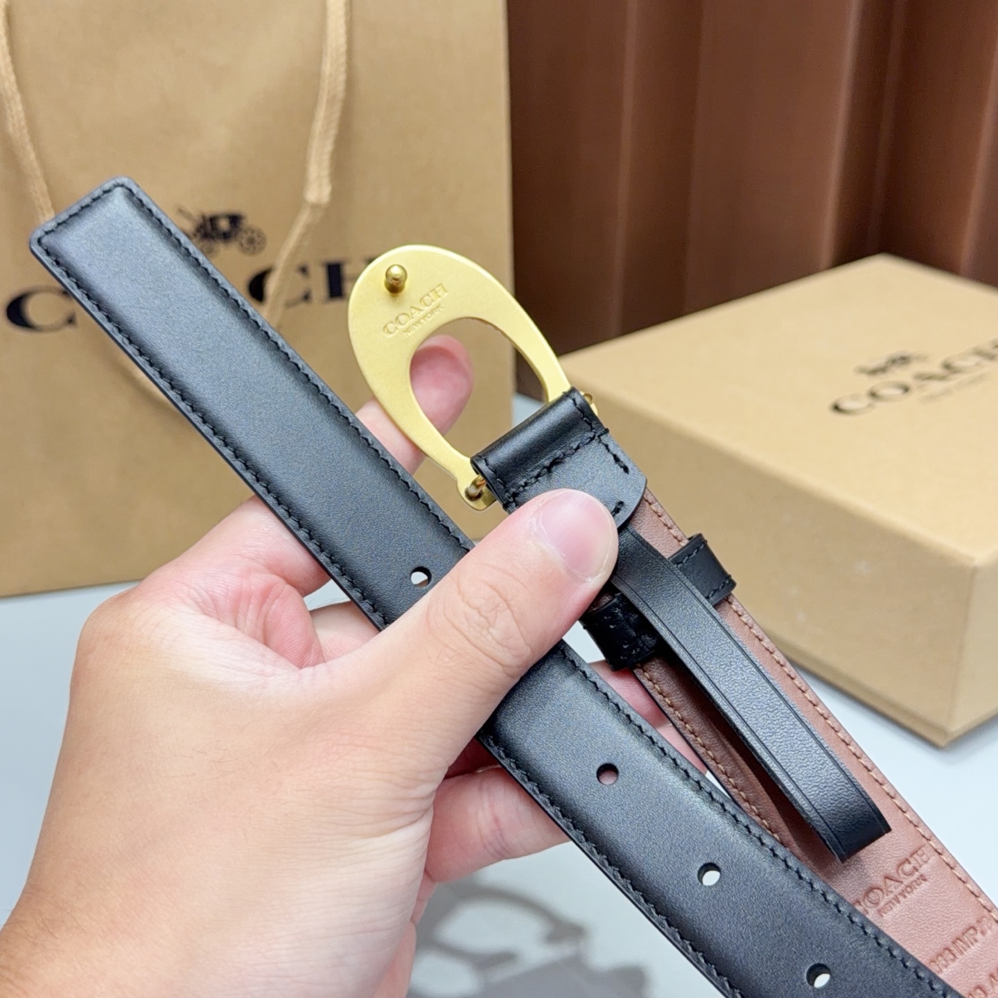 💥💥💥2.5cm蔻驰COACH腰带，双面头层牛皮，长度：75.80.85.90.95.100.105欧，
