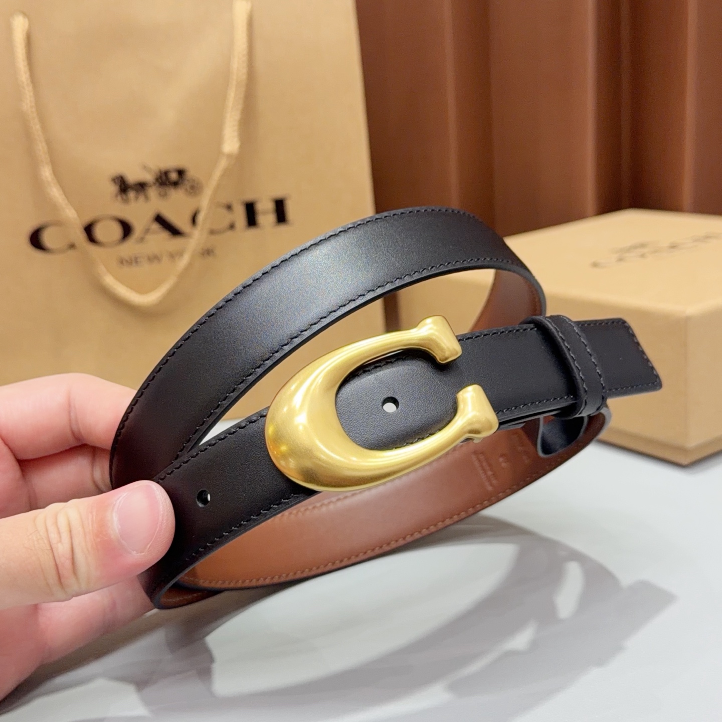 💥💥💥2.5cm蔻驰COACH腰带，双面头层牛皮，长度：75.80.85.90.95.100.105欧，