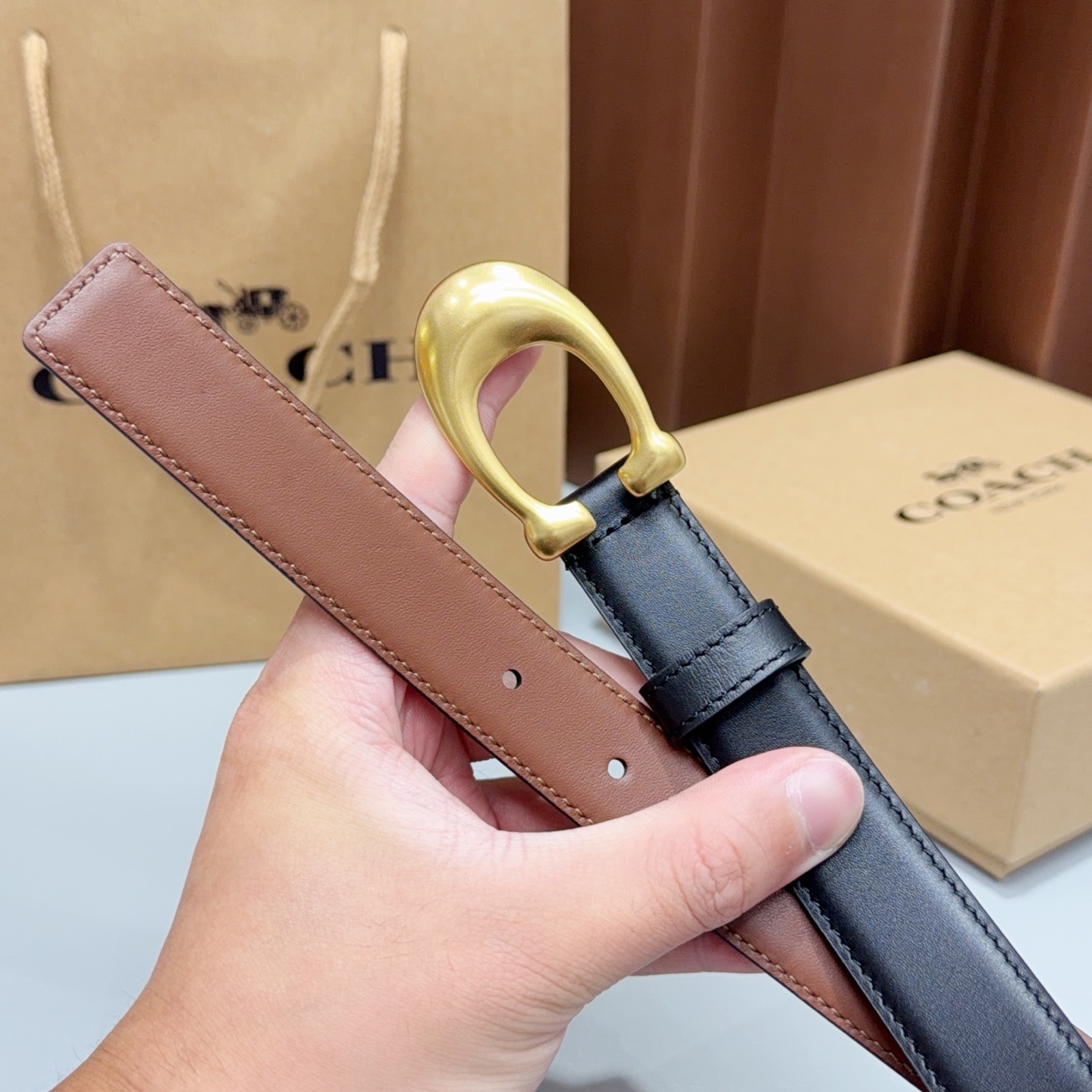 💥💥💥2.5cm蔻驰COACH腰带，双面头层牛皮，长度：75.80.85.90.95.100.105欧，