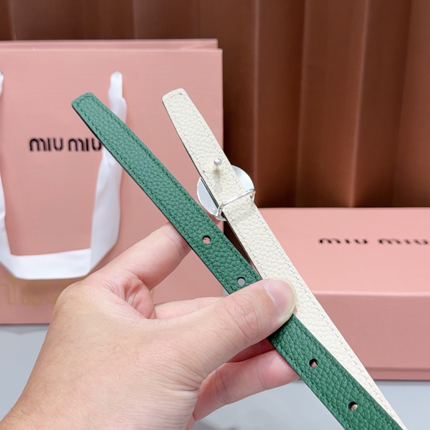 💥💥💥1.5cm缪缪miu min腰带，双面头层牛皮，长度：75.80.85.90.95.100.105欧。 