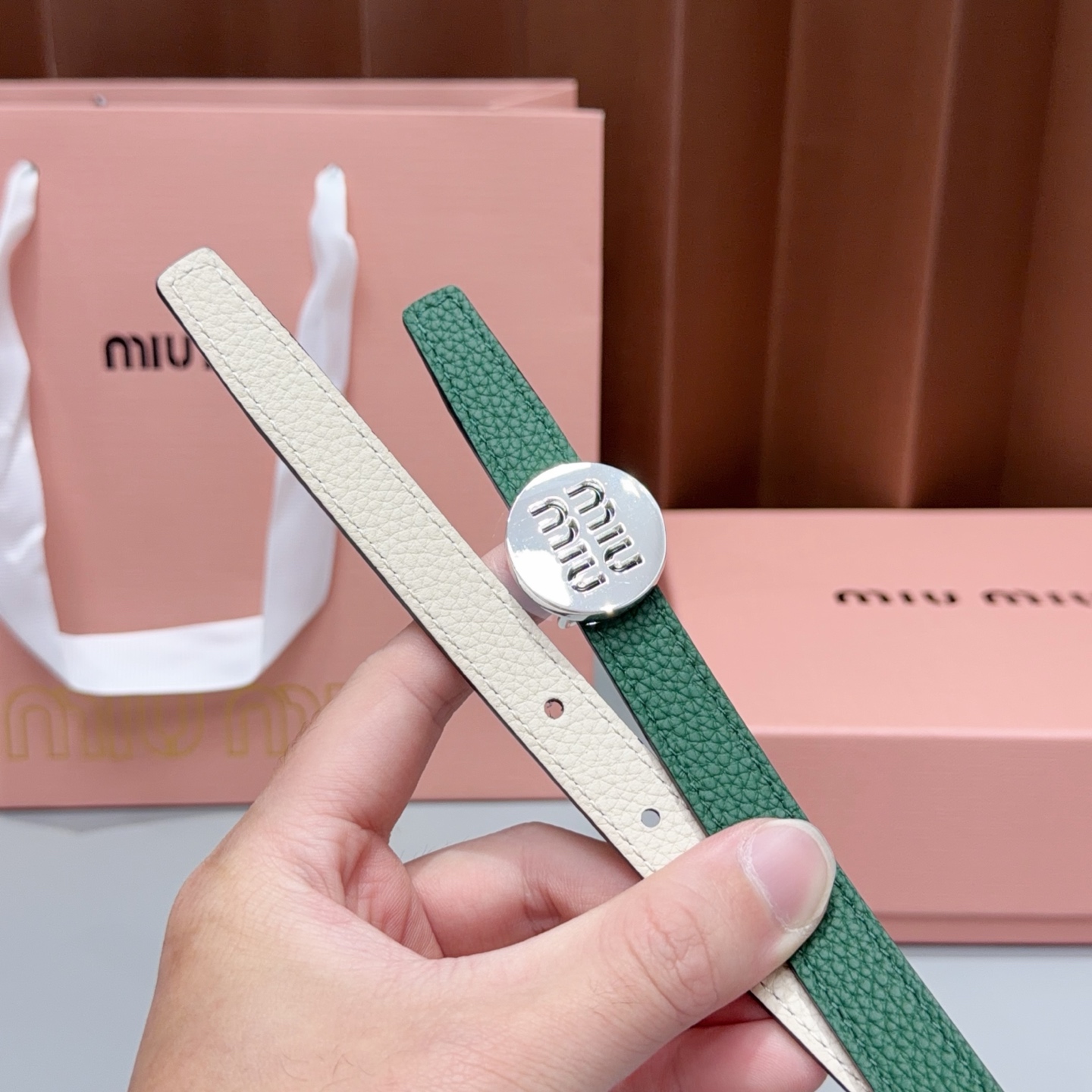 💥💥💥1.5cm缪缪miu min腰带，双面头层牛皮，长度：75.80.85.90.95.100.105欧。 