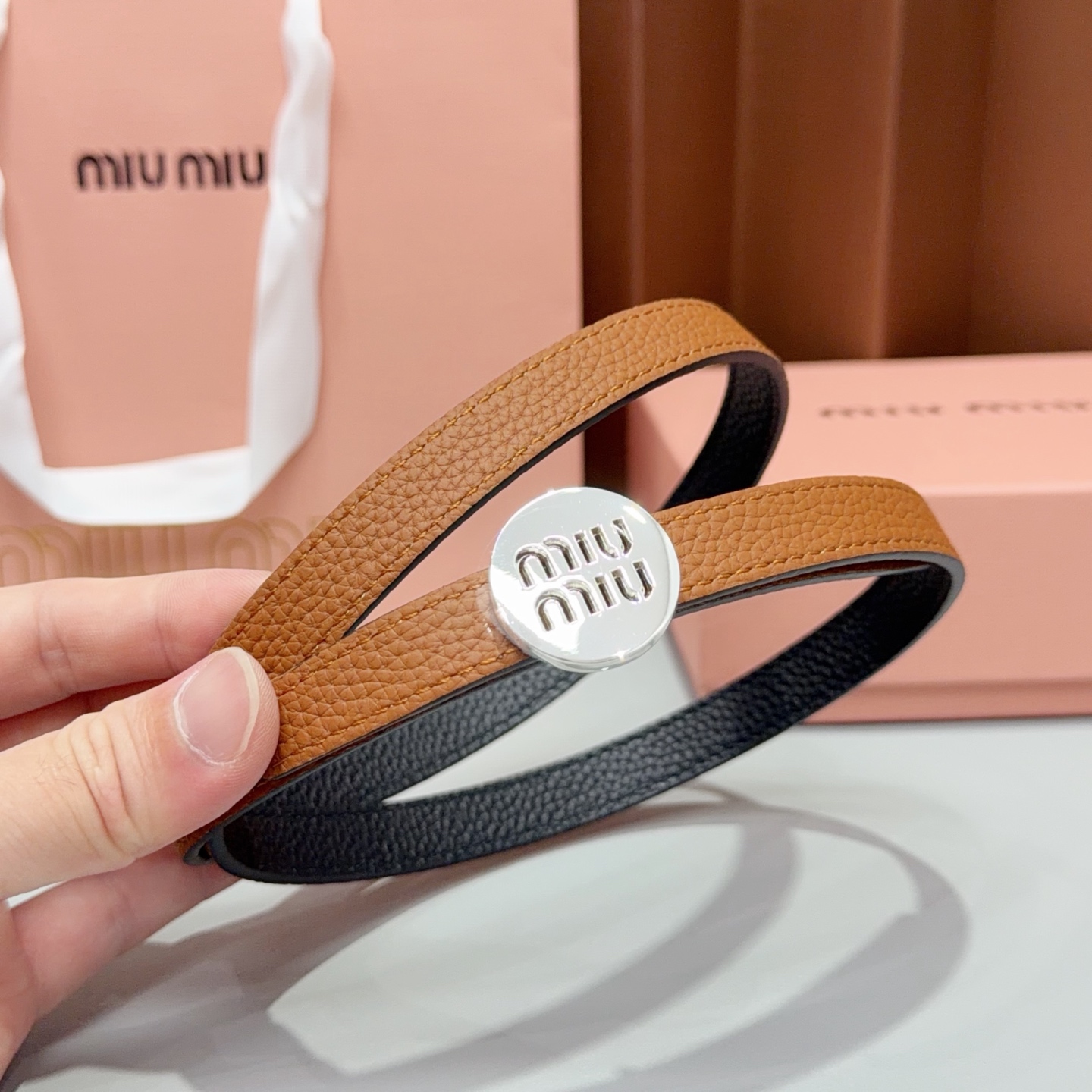💥💥💥1.5cm缪缪miu min腰带，双面头层牛皮，长度：75.80.85.90.95.100.105欧。 