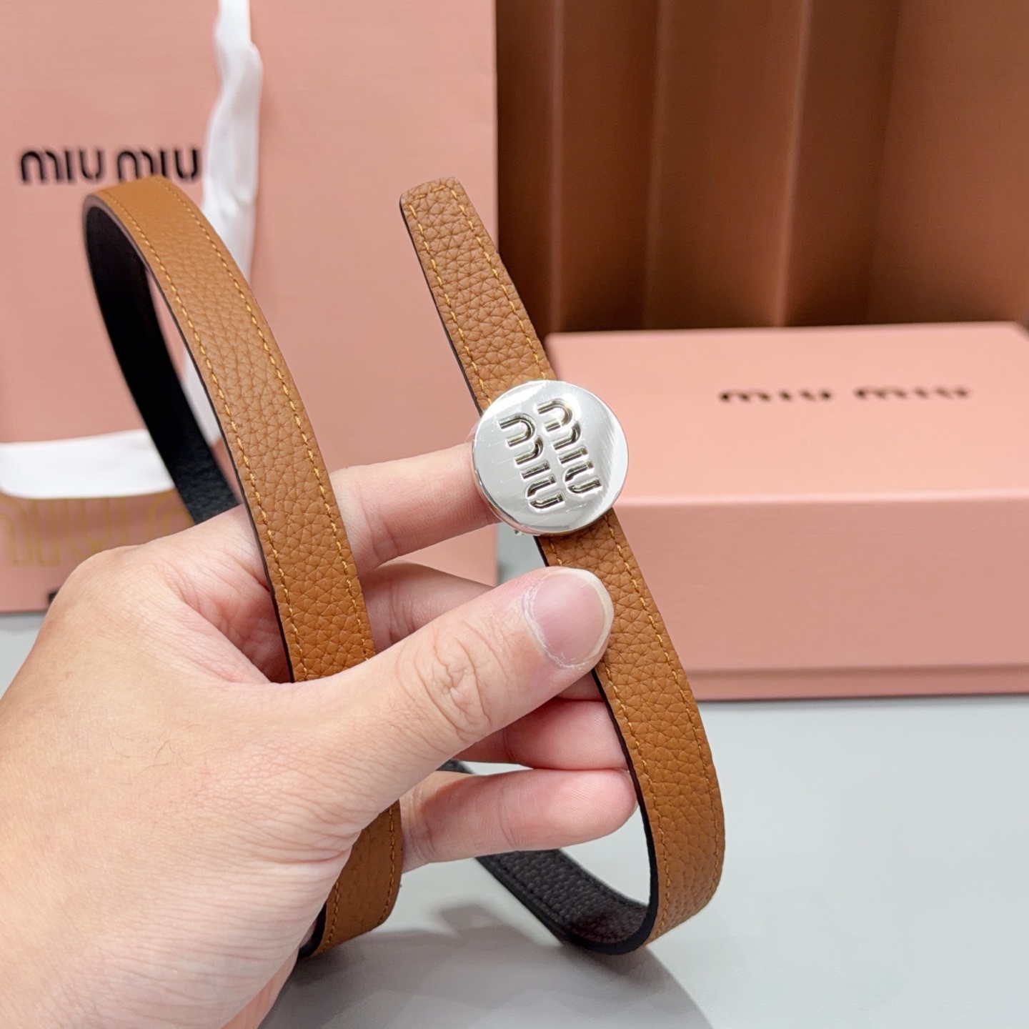 💥💥💥1.5cm缪缪miu min腰带，双面头层牛皮，长度：75.80.85.90.95.100.105欧。 