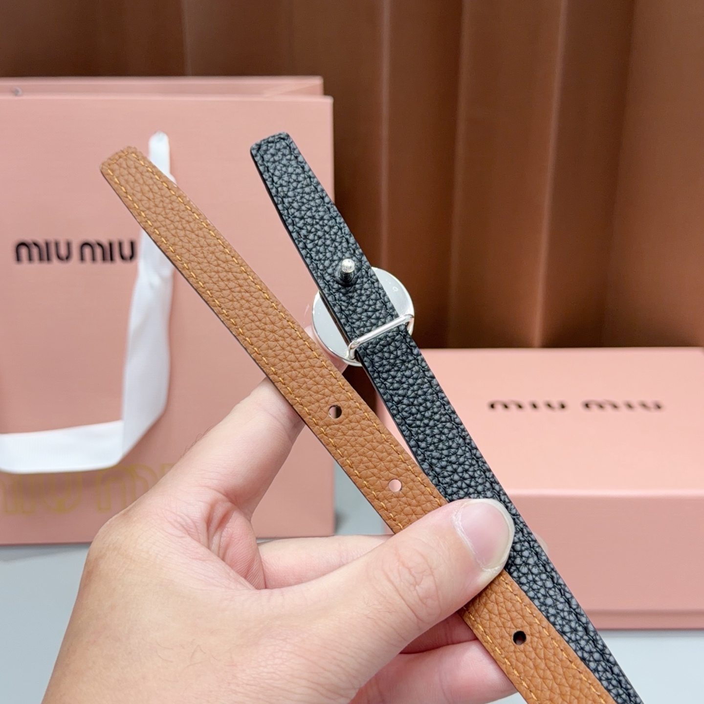 💥💥💥1.5cm缪缪miu min腰带，双面头层牛皮，长度：75.80.85.90.95.100.105欧。 