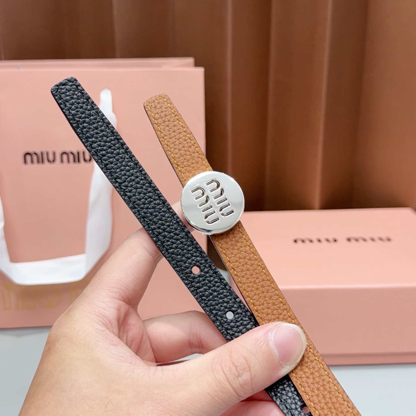 💥💥💥1.5cm缪缪miu min腰带，双面头层牛皮，长度：75.80.85.90.95.100.105欧。 