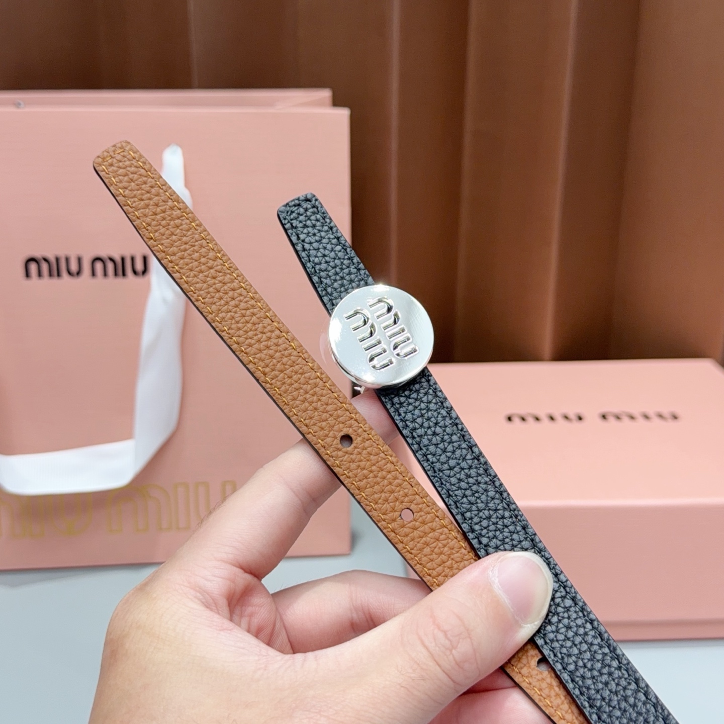💥💥💥1.5cm缪缪miu min腰带，双面头层牛皮，长度：75.80.85.90.95.100.105欧。  