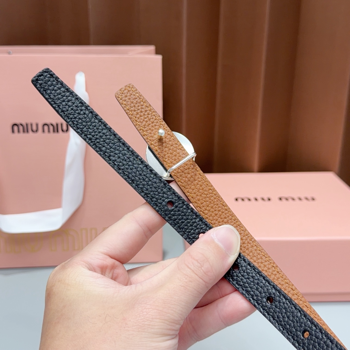 💥💥💥1.5cm缪缪miu min腰带，双面头层牛皮，长度：75.80.85.90.95.100.105欧。  