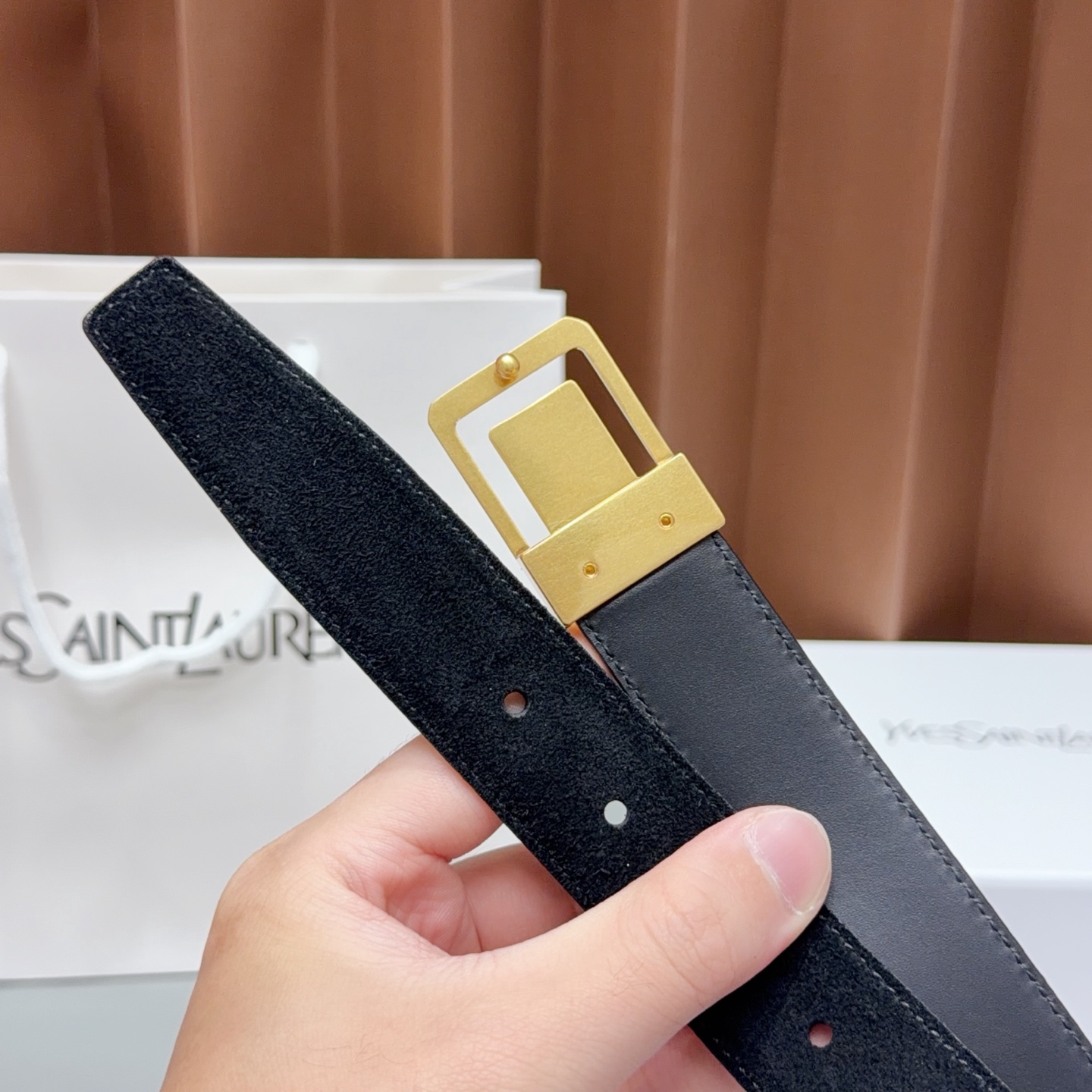 💥💥💥3.0cm 圣罗兰 腰带，绒面，头层牛皮，长度：75.80.85.90.95.100.105欧，铜五金扣原版开模定