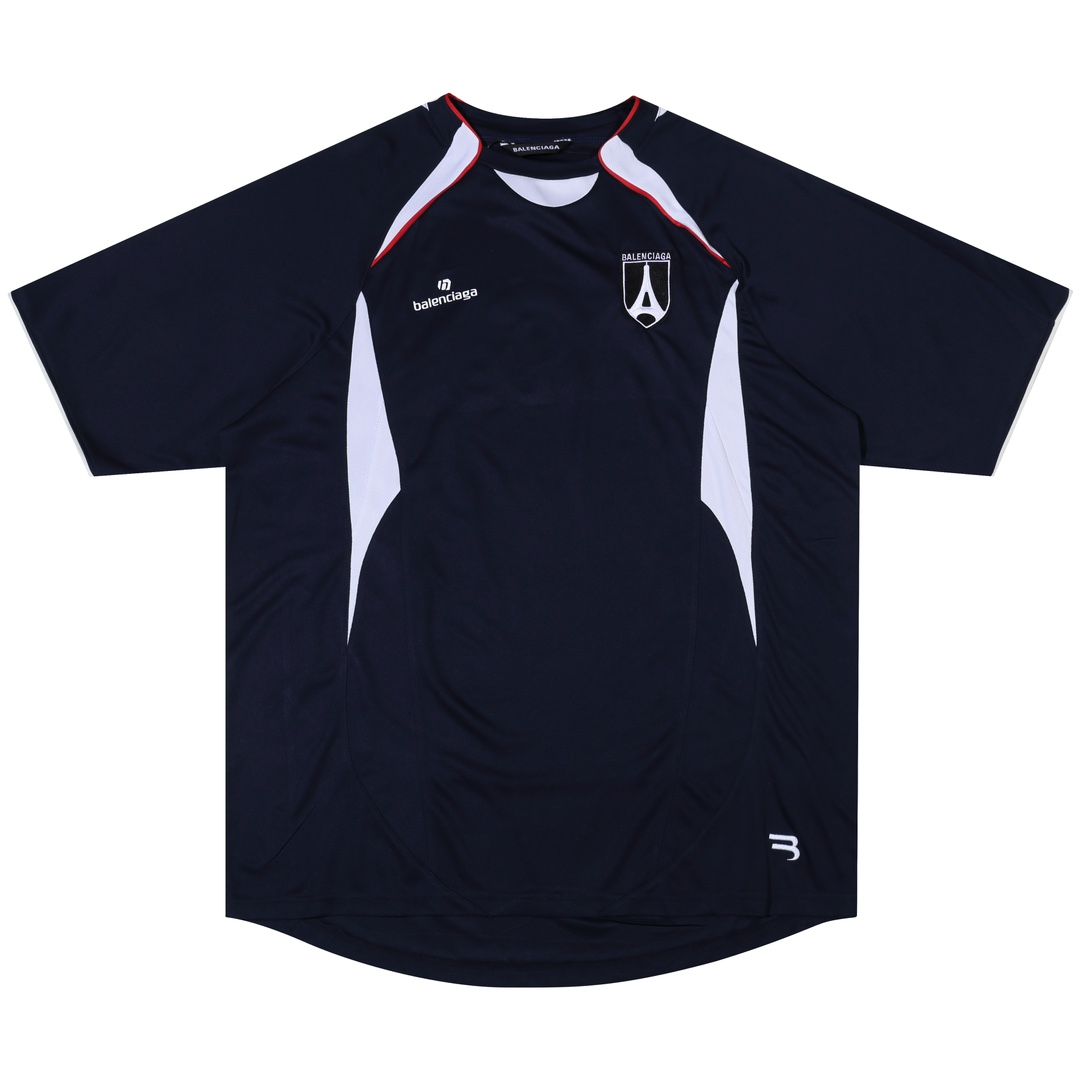 Balenciaga Jersey Top - Paris Logo, Navy Blue, Short Sleeve, Sizes S-XL 1 i1707024577 6902 0