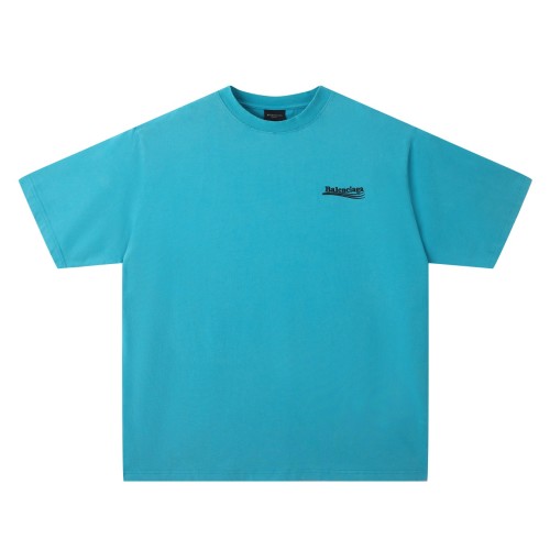 Balenciaga Men's/Women's Blue Logo Embroidered Short Sleeve T-Shirt 1 Balenciaga Men's/Women's Blue Logo Embroidered Short Sleeve T-Shirt