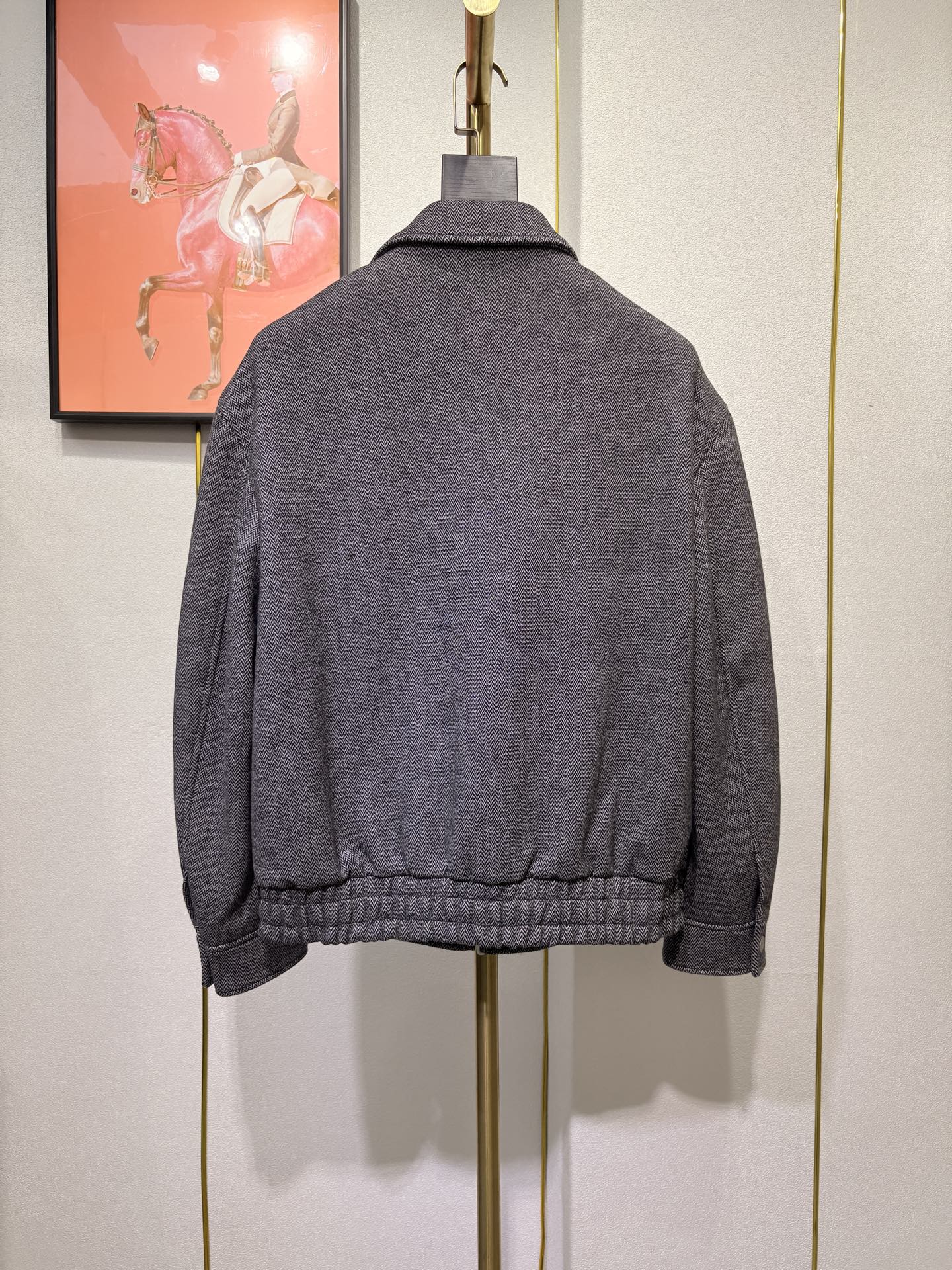 BC，2025男士新款立领商务休闲夹克外套，顶奢意大利进口羊毛混纺人字纹肌理面料，双头拉链门襟、三标齐、