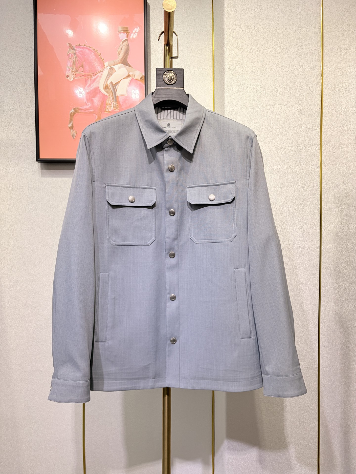 BC 2026春款 男士商务翻领夹克外套，开模定制五金配件 三标齐 羊毛 尼龙 聚酯纤维混纺面料，手感柔