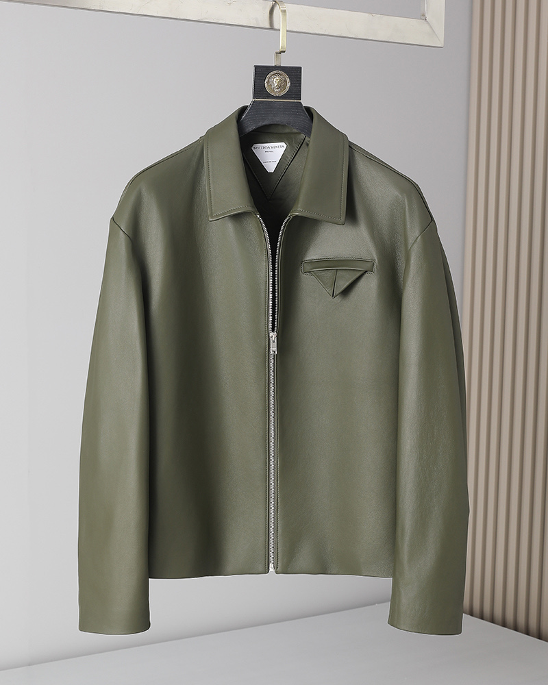 Bottega Veneta Olive Flap Pocket Zip Jacket