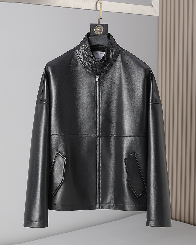 Bottega Veneta Black Stand Collar Zip Jacket