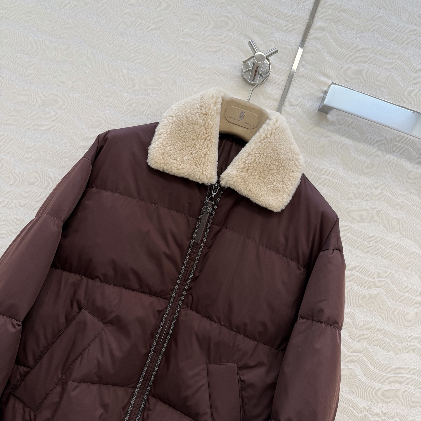 独家首发❤️品质控必入！BC高奢老钱风穿搭！羊羔毛领铜链羽绒服！国标进口90%白鹅绒80-85-90克填