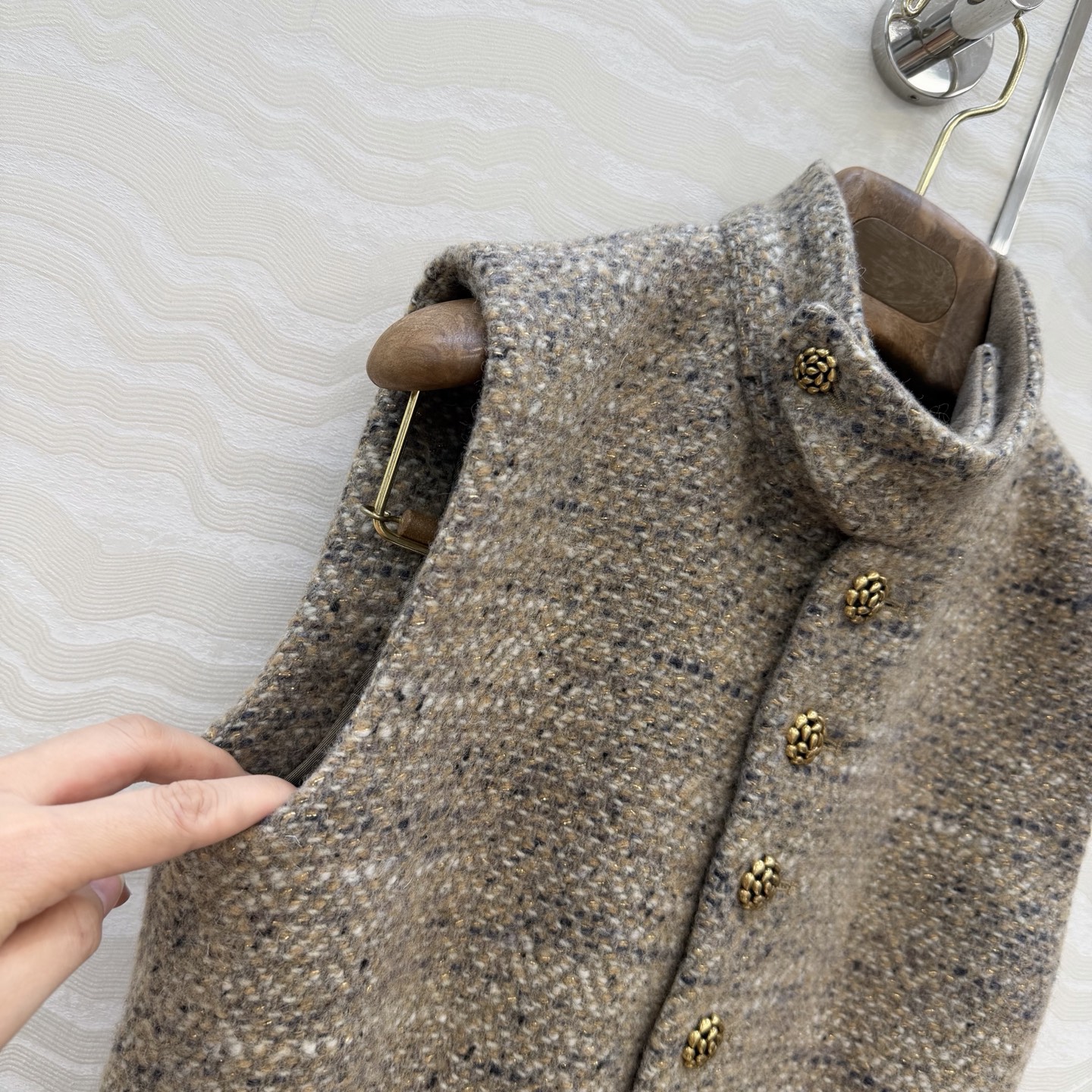 高端原单品质❤️LP极简高智感穿搭！潇洒帅气的高级羊驼毛花呢马甲小外套！复古金属蓟花扣，马术风夹克立领收