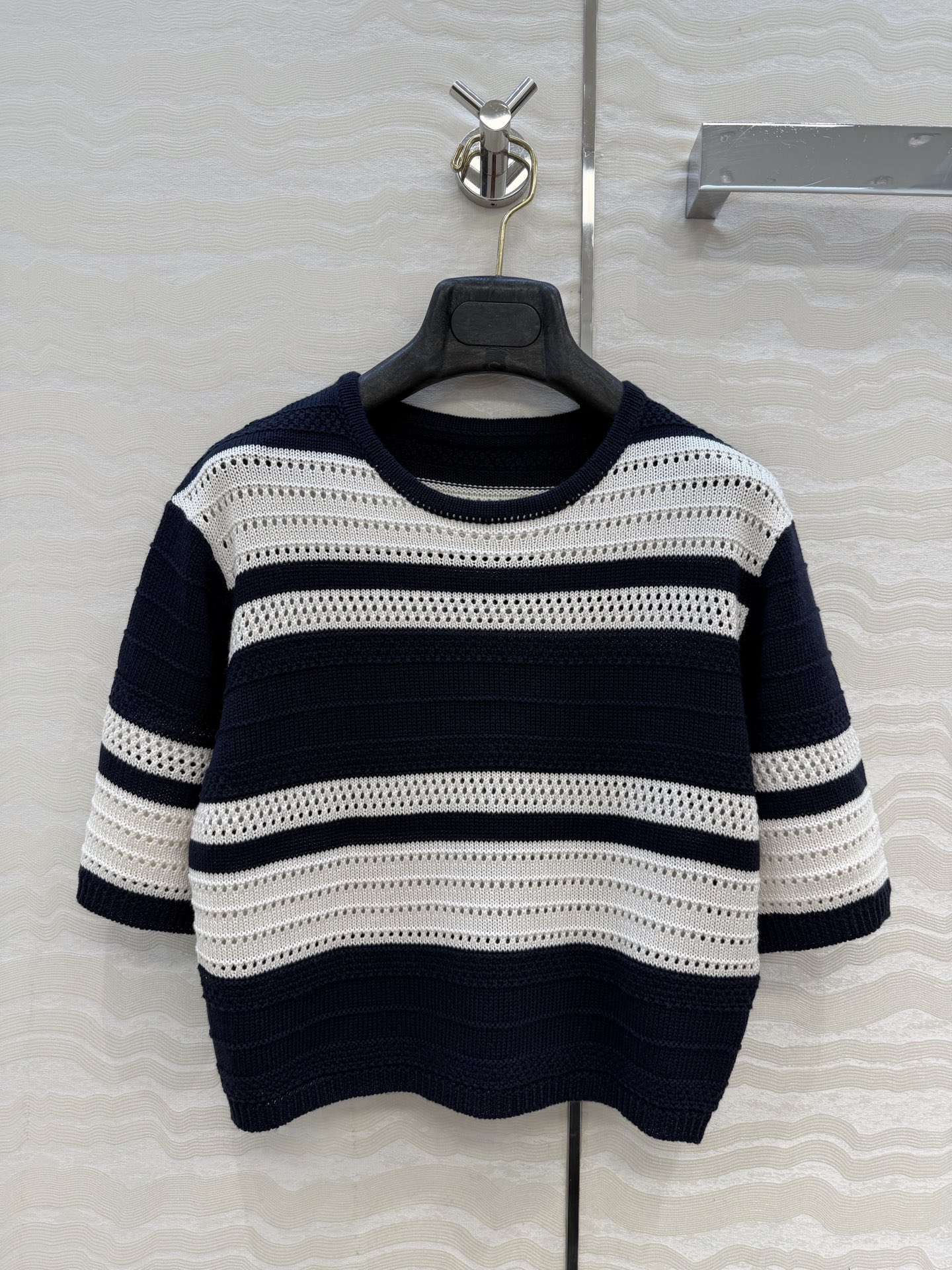 高端原单品质❤️高定紫标RL26早春新品。高智感气质海军蓝条纹套裙！品质控必入。定制天丝棉纱线细腻质感无