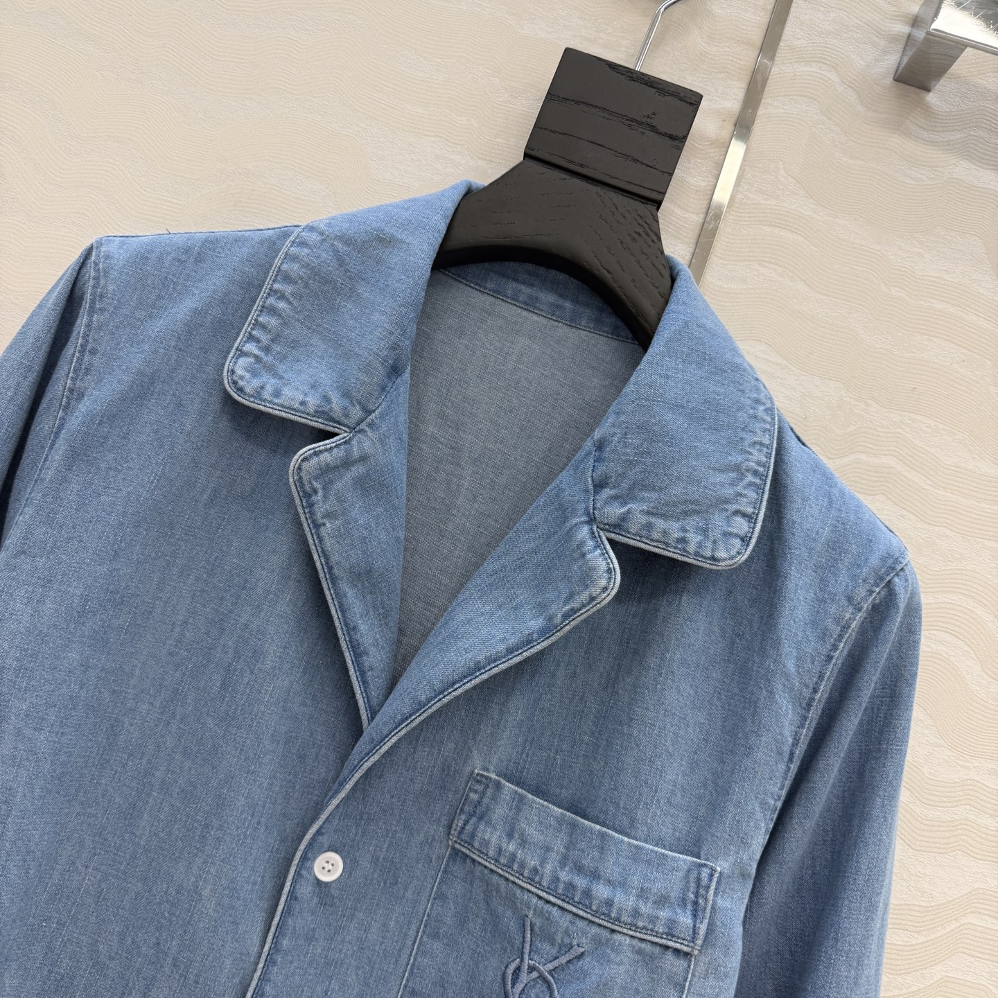 高端原单品质❤️slp时髦精穿搭！夏日丹宁牛仔衬衫外套！定位刺绣字母，超爱知识分子时髦风！气质翻领经典宽