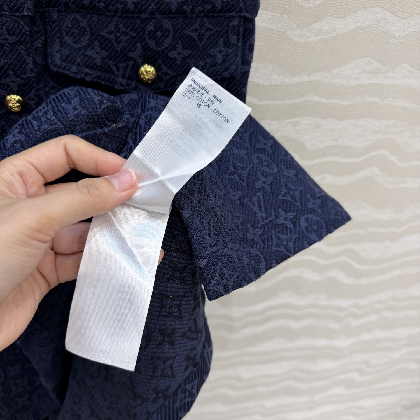 爆单推荐❤️原单品质，26春夏新品Romantique系列，海军蓝MONOGRAM提花logo牛仔背心连