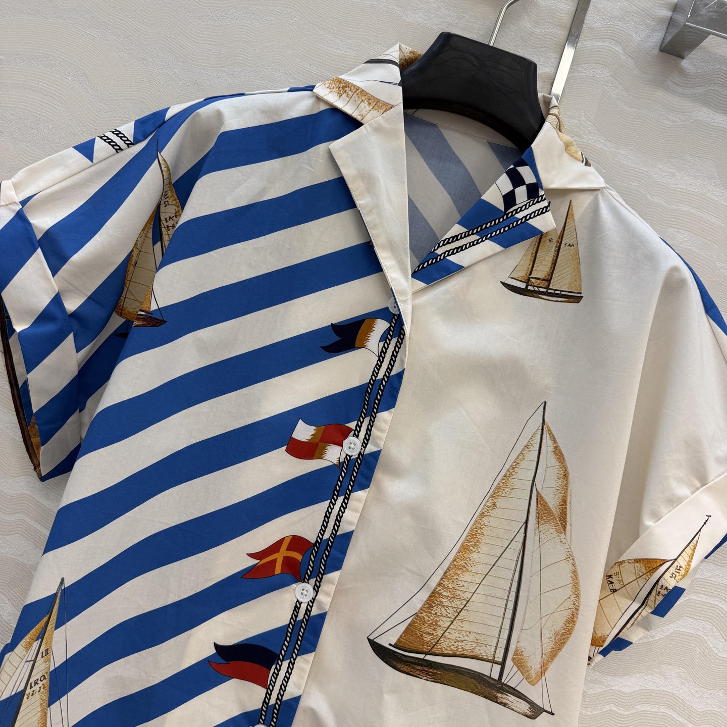 高端原单品质❤️RL航海度假风26春夏新品，高智感南法气质衬衫❤️定位帆船⛵️印花蓝条图案，夏日清爽时髦