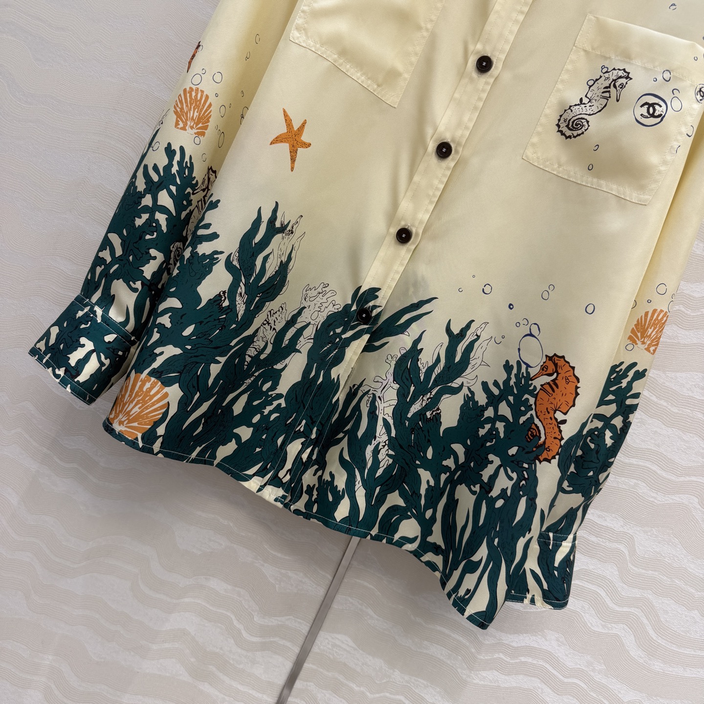 高端原单品质❤️Coco女孩beach沙滩🏖️系列度假新品！海底世界🌊真丝衬衫！100%真丝斜纹绸面料丝