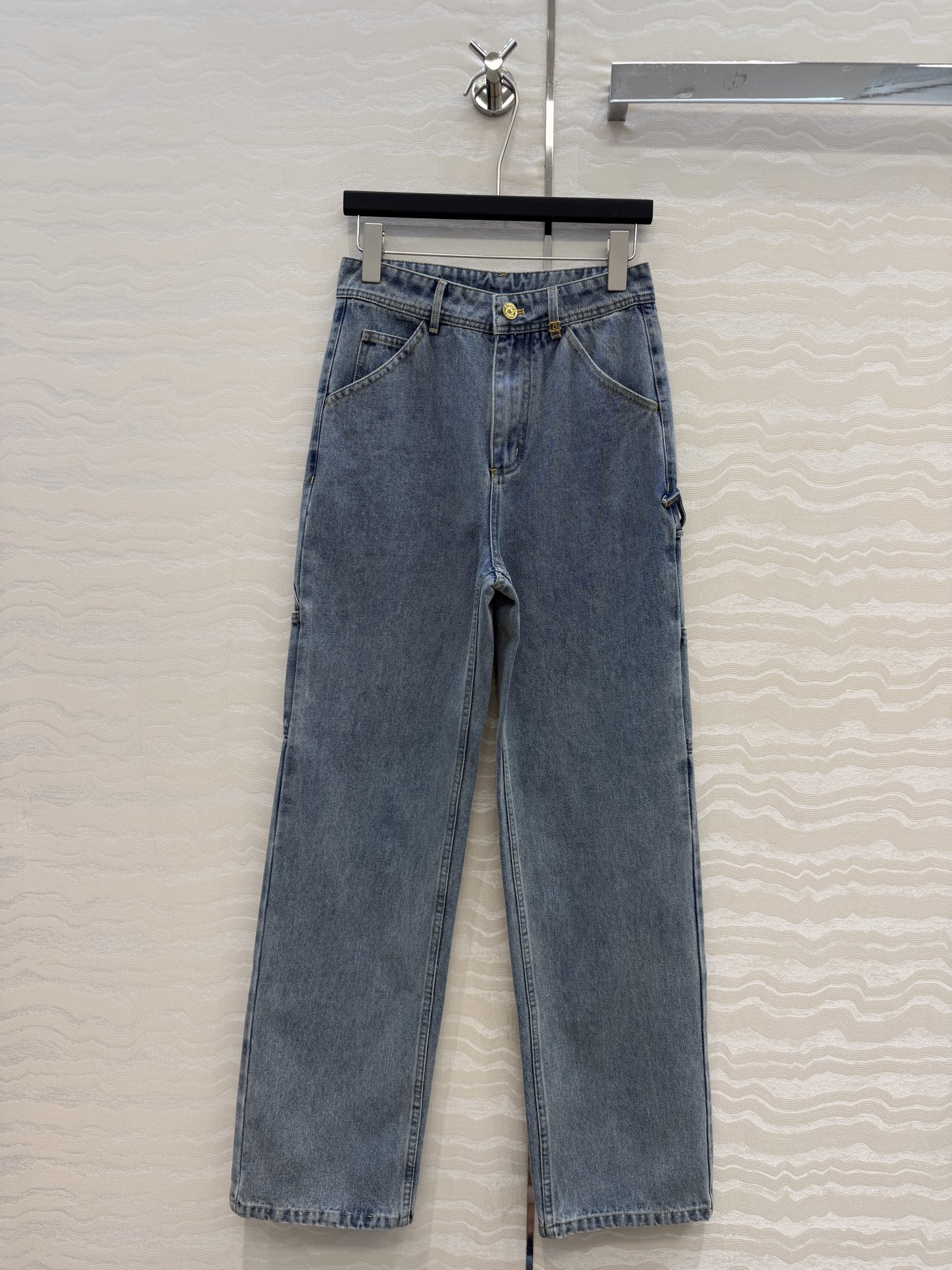 原单品质❤️coco女孩26b新品，神裤再现工装风口袋牛仔裤！白富美必入叠搭神器！定制重工立体双C工装口袋，复古酵素洗水