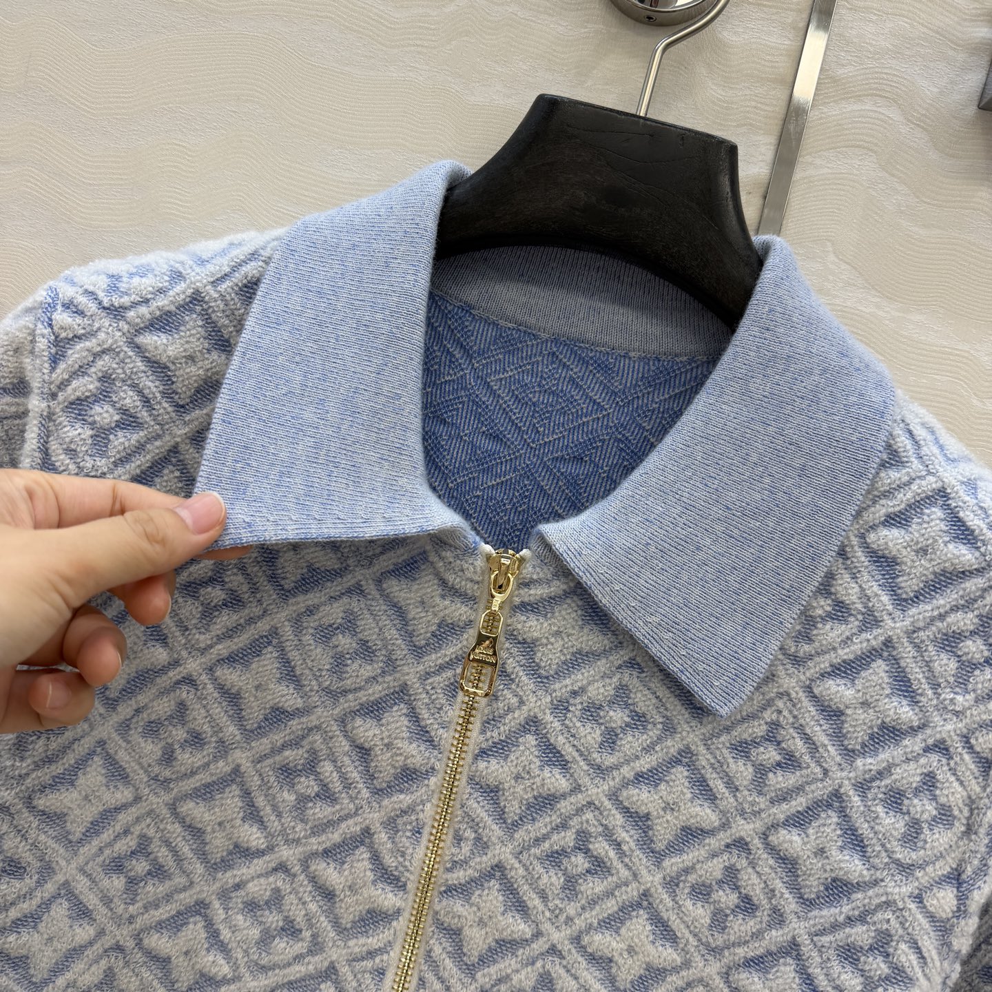 高端原单品质💕神仙颜值Resort度假系列限定新品！MONOGRAM提花羊毛短袖连衣裙！气质小翻领半拉链设计经典版型不挑