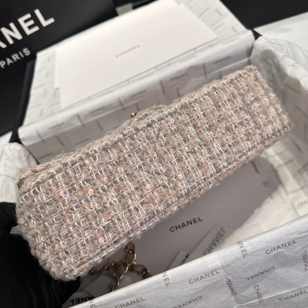 Chanel 24B Pink Sequin Flap Bag, Wool Blend with Gold-Tone Hardware 8 i1725524831 2002 1