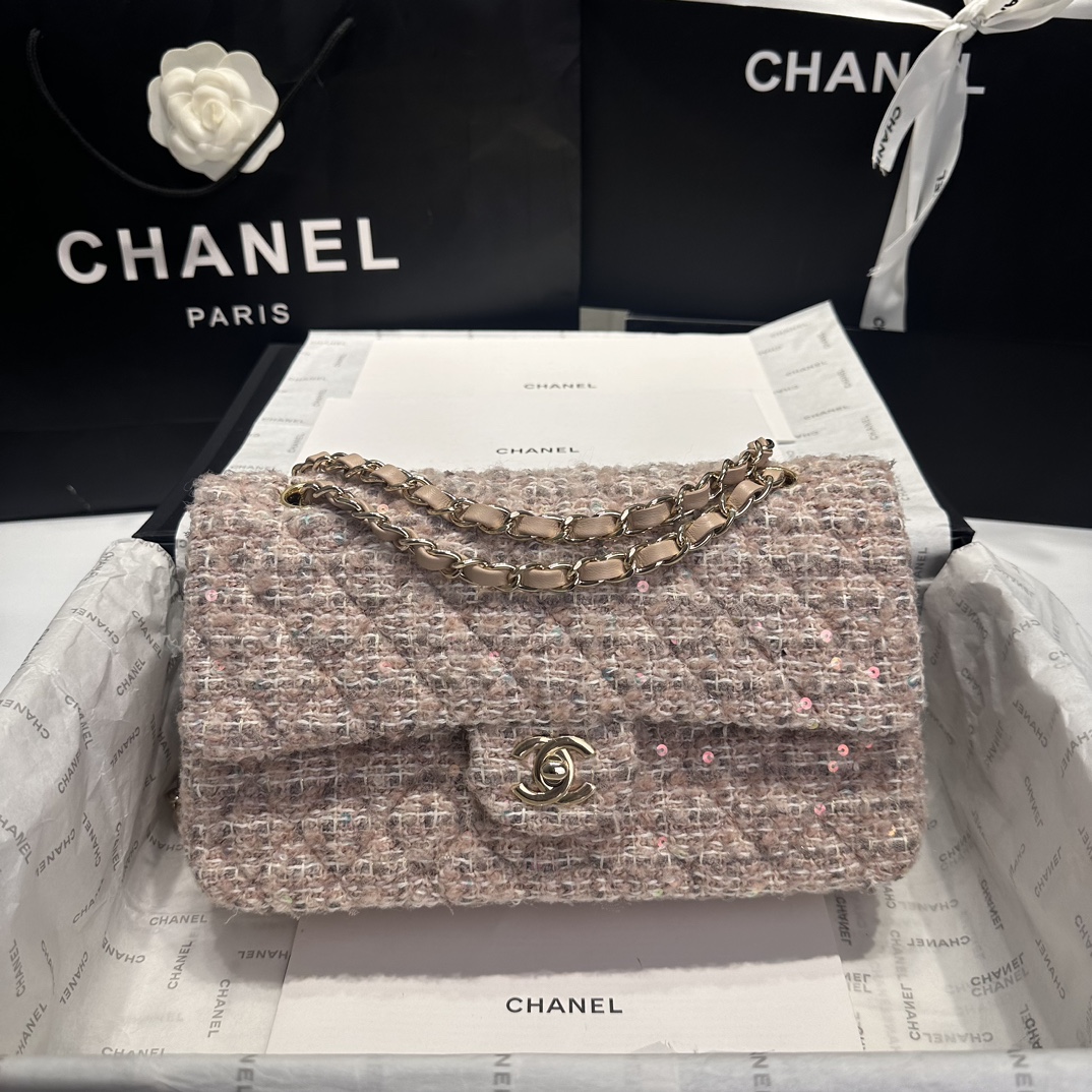 Chanel 24B Pink Sequin Flap Bag, Wool Blend with Gold-Tone Hardware 2 i1725524831 5248 3