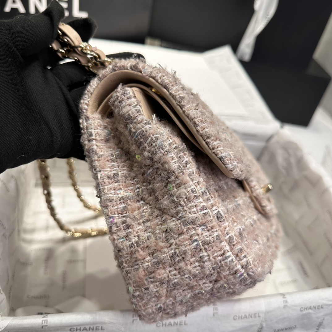 Chanel 24B Pink Sequin Flap Bag, Wool Blend with Gold-Tone Hardware 6 i1725524831 7034 8