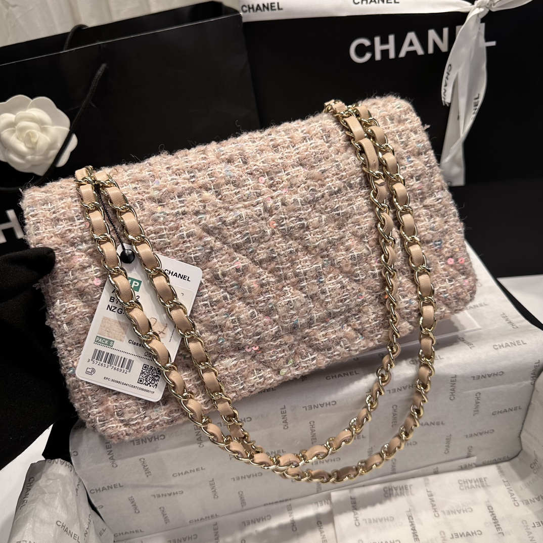 Chanel 24B Pink Sequin Flap Bag, Wool Blend with Gold-Tone Hardware 7 i1725524831 8974 0