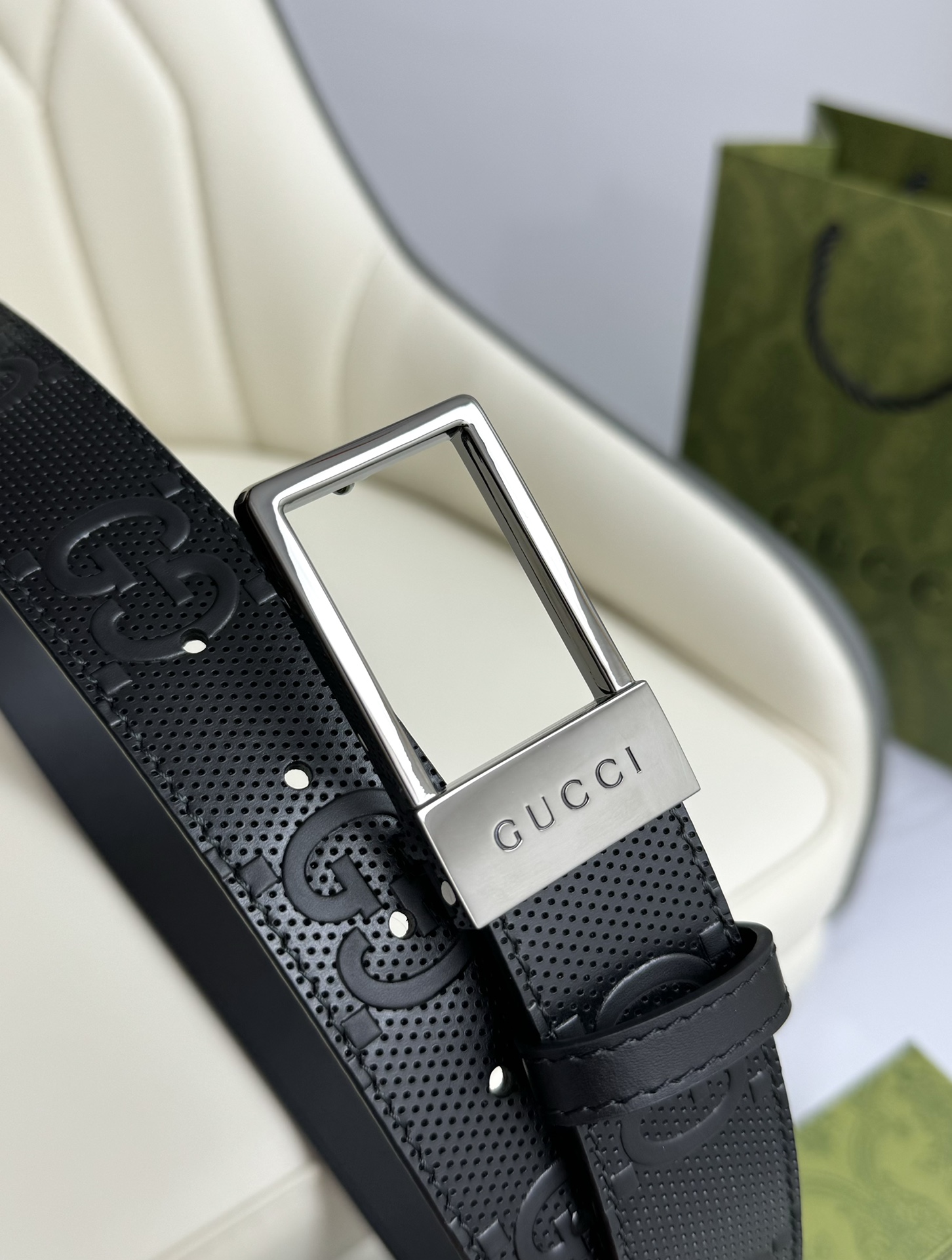 Gucci原厂精密电渡扣头意大利原厂皮宽3.5cm代购级