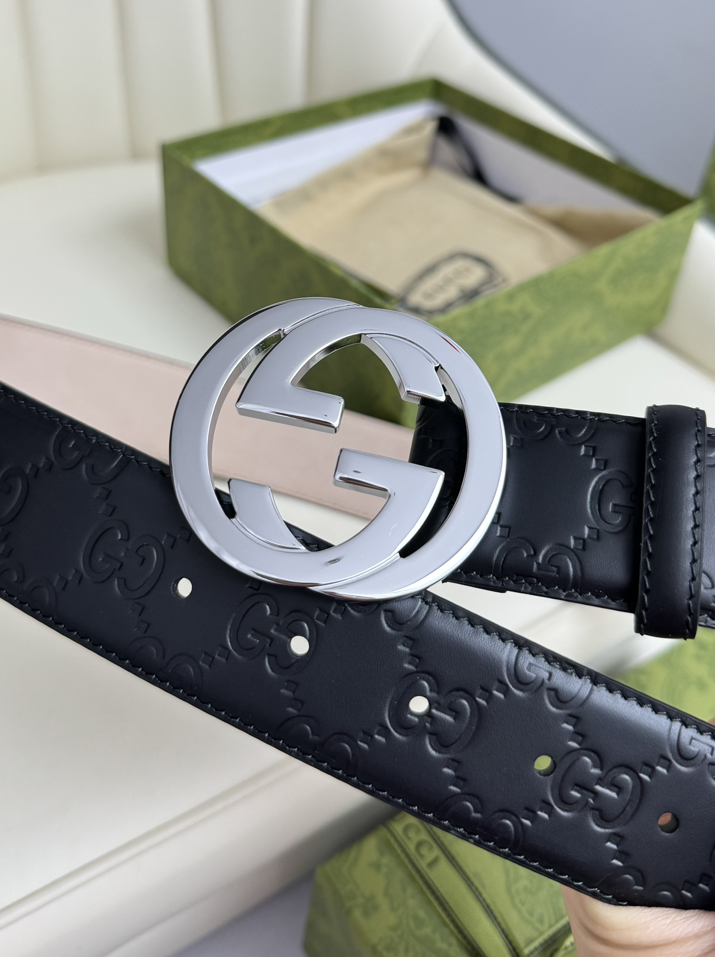 Gucci原厂精密电渡扣头意大利原厂皮宽4.0cm代购级