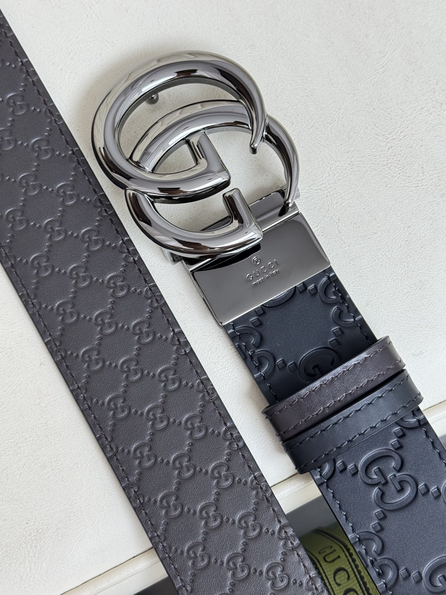 
Gucci，原厂精密电渡扣头，意大利原厂皮，宽3.8cm，代购级。