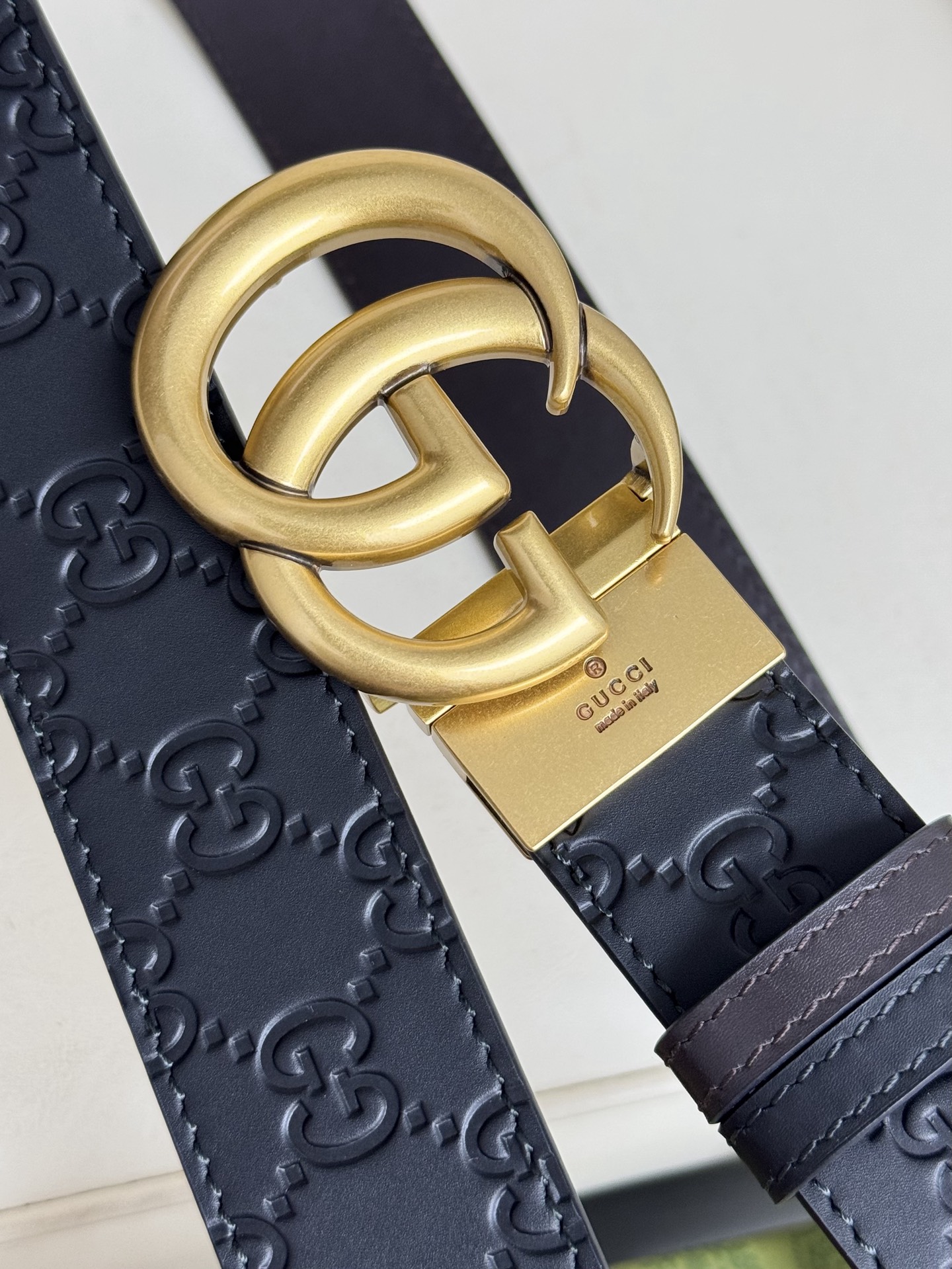 
Gucci，原厂精密电渡扣头，意大利原厂皮，宽3.8cm，代购级。