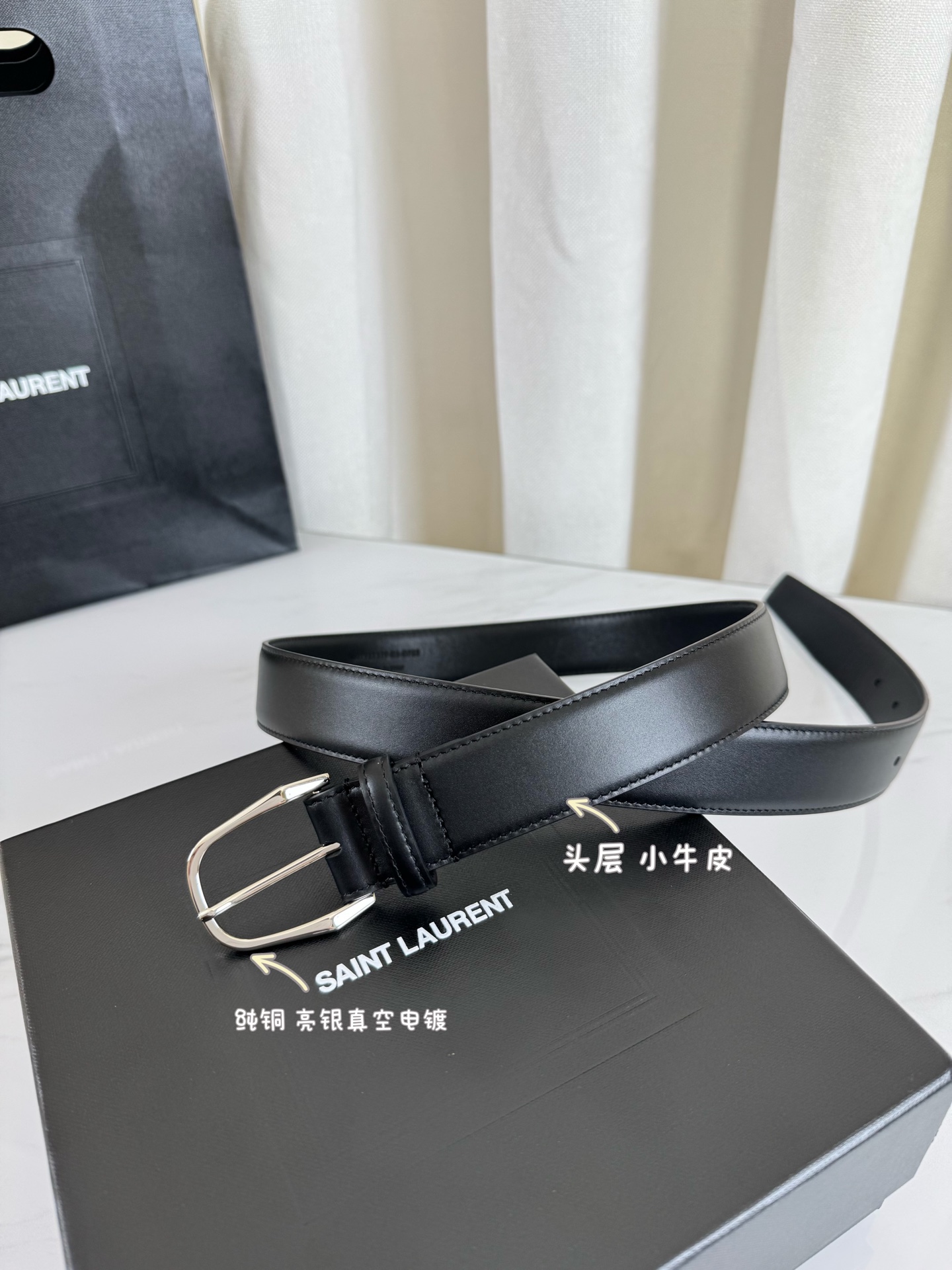 2025 开春秀款Saint Laurent 圣罗兰女士腰带皮带 原厂真金电渡扣头，意大利原厂皮，宽3.