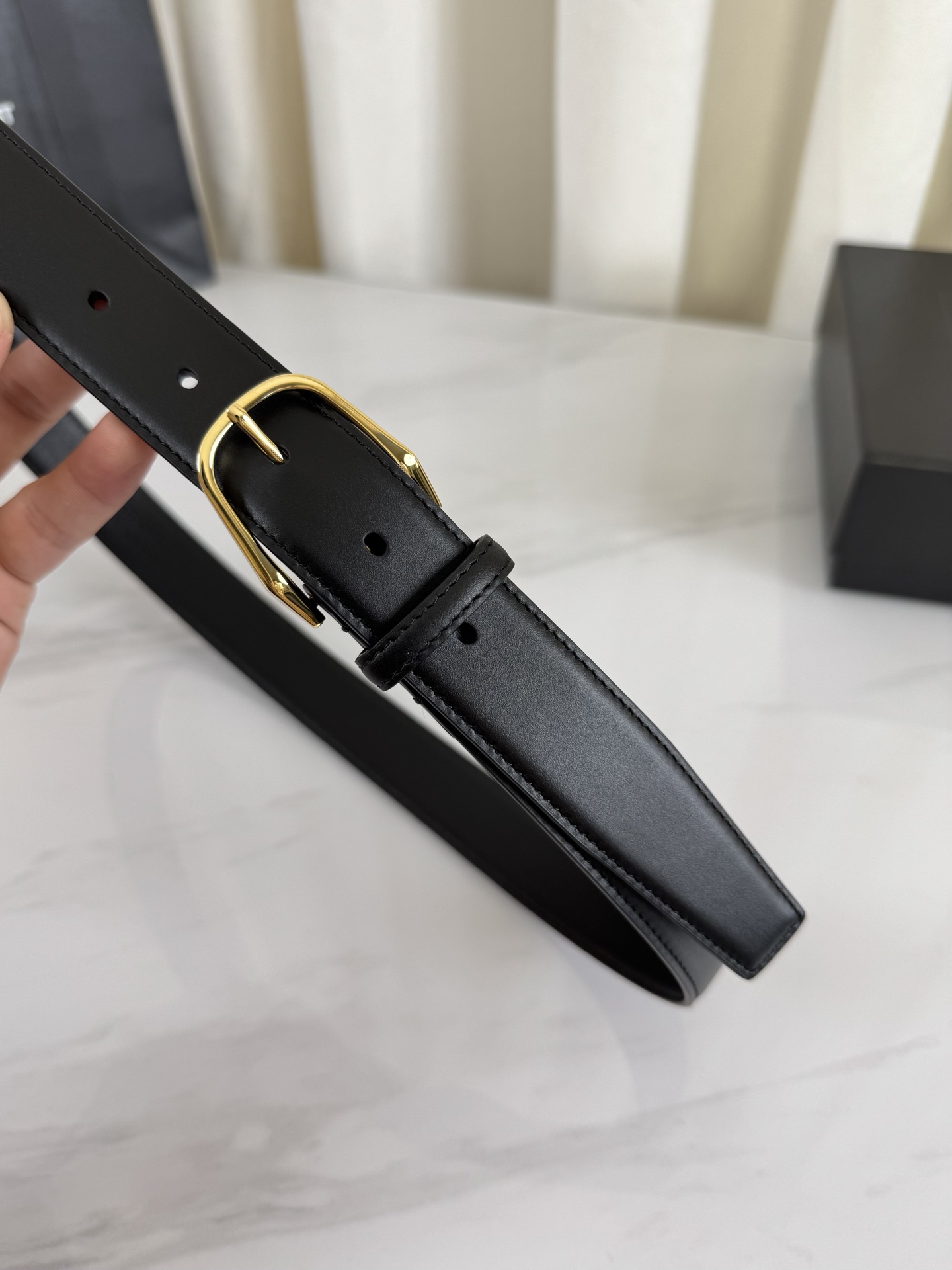 2025 开春秀款Saint Laurent 圣罗兰女士腰带皮带 原厂真金电渡扣头，意大利原厂皮，宽3.