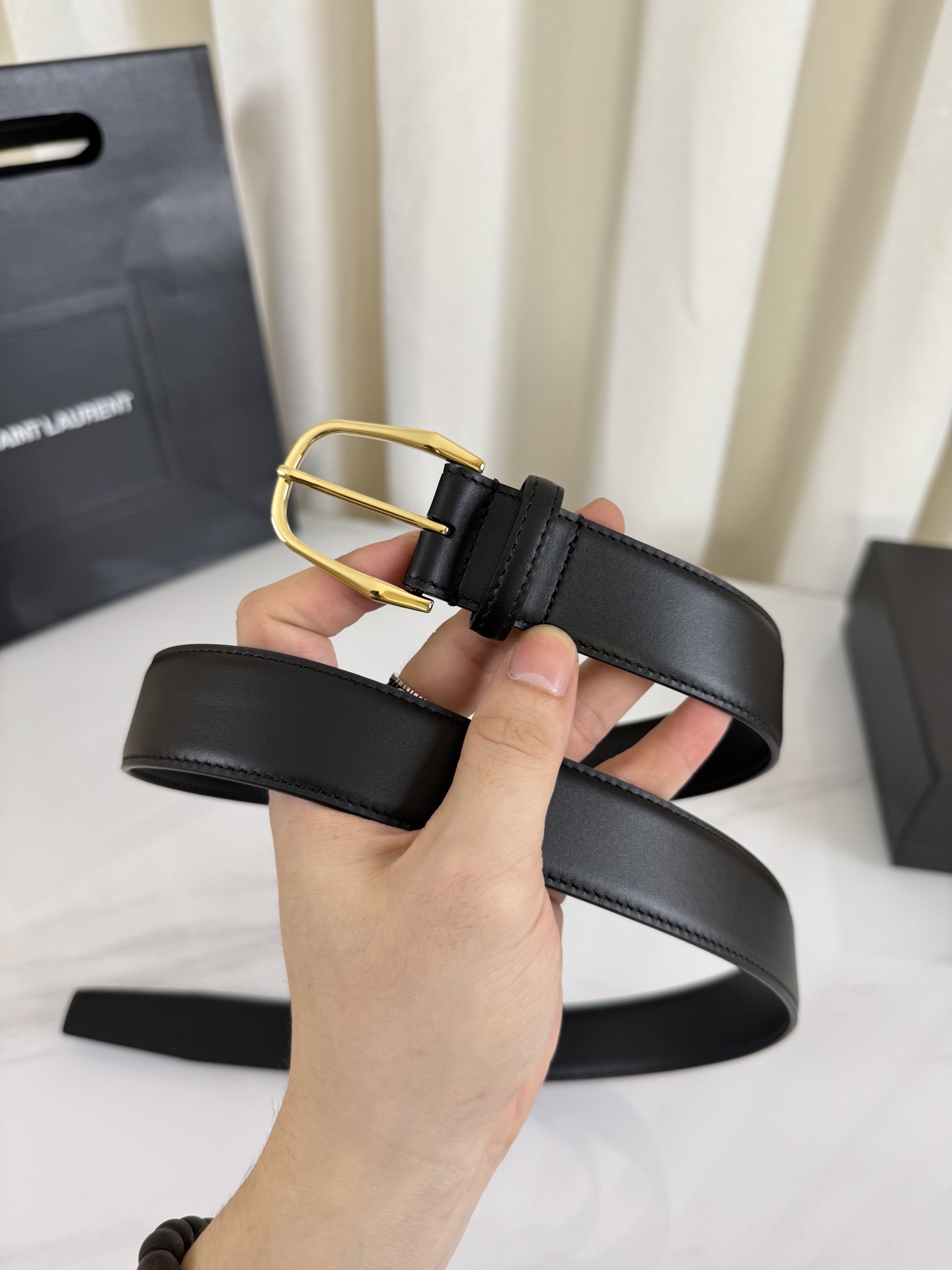 2025 开春秀款Saint Laurent 圣罗兰女士腰带皮带 原厂真金电渡扣头，意大利原厂皮，宽3.