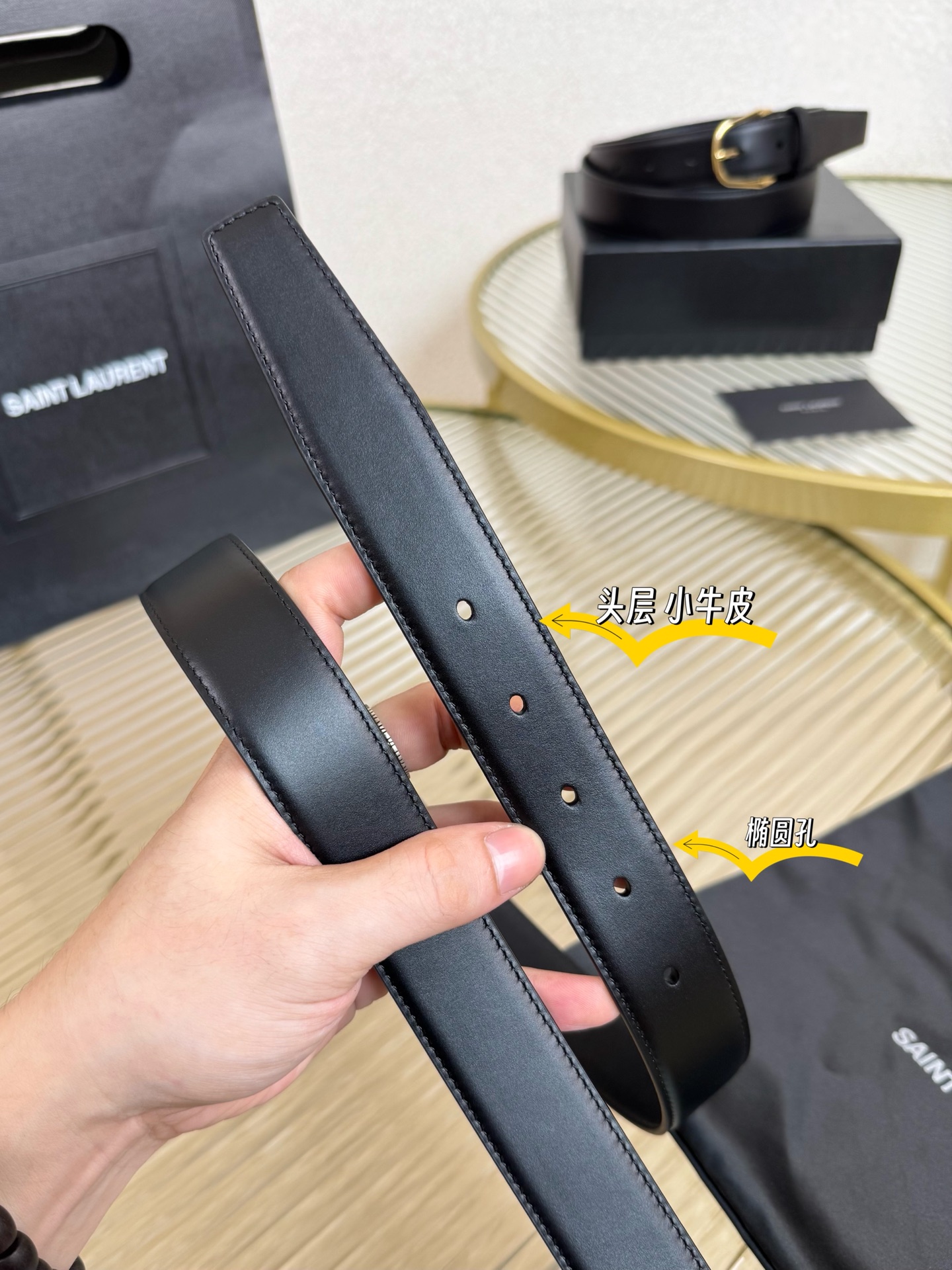 2025 开春秀款Saint Laurent 圣罗兰女士腰带皮带 原厂真金电渡扣头，意大利原厂皮，宽3.