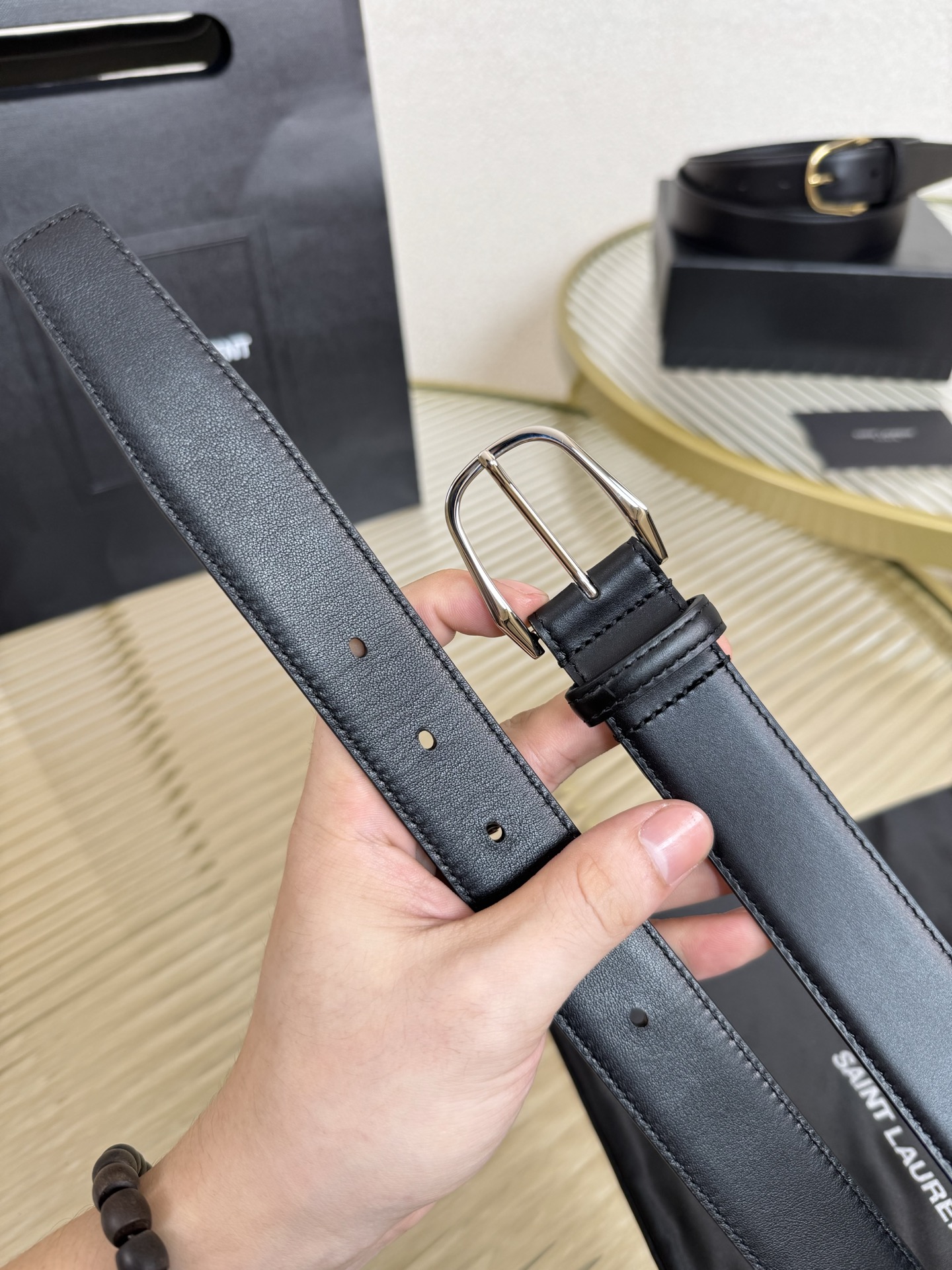 2025 开春秀款Saint Laurent 圣罗兰女士腰带皮带 原厂真金电渡扣头，意大利原厂皮，宽3.