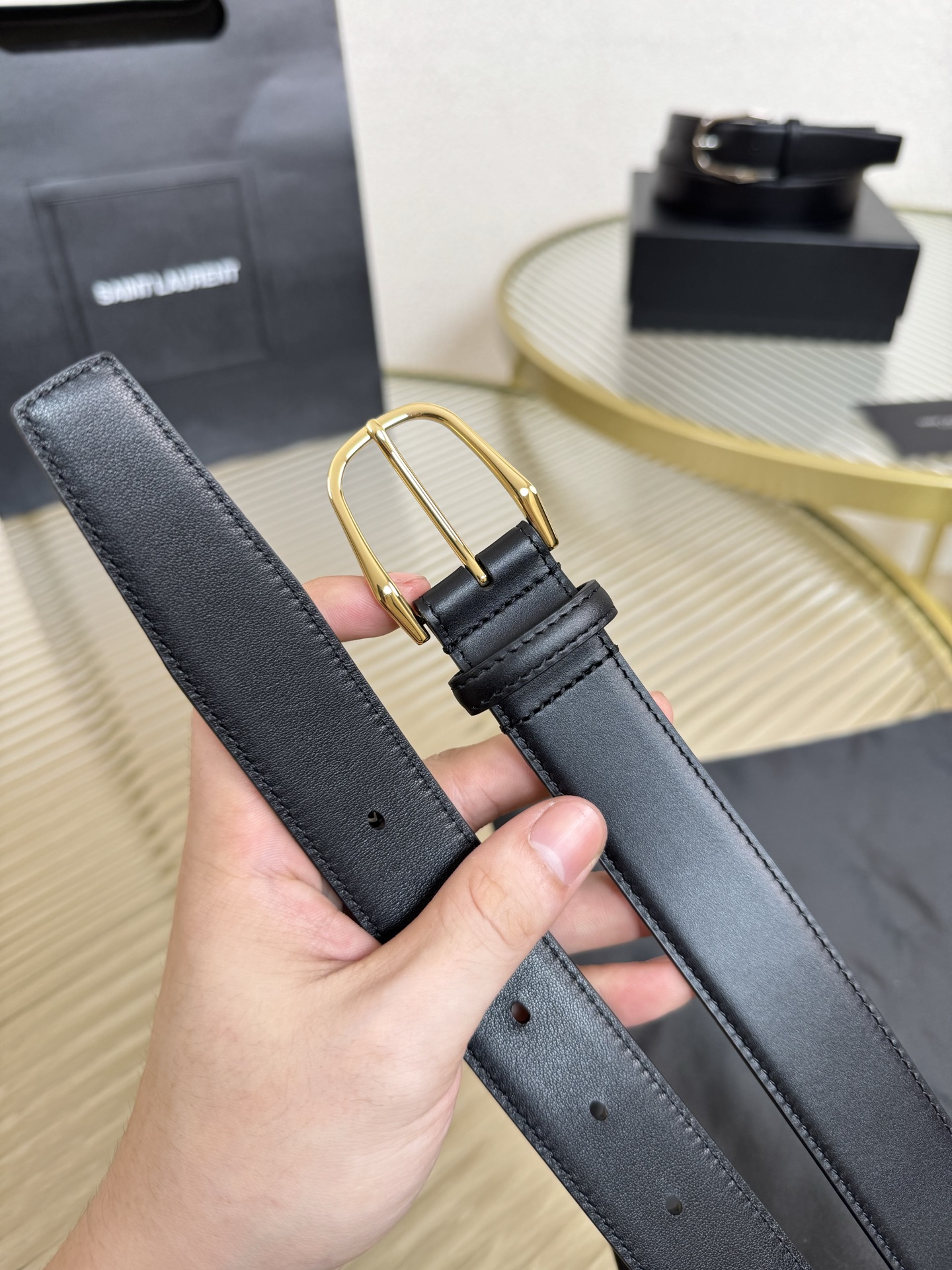2025 开春秀款Saint Laurent 圣罗兰女士腰带皮带 原厂真金电渡扣头，意大利原厂皮，宽3.