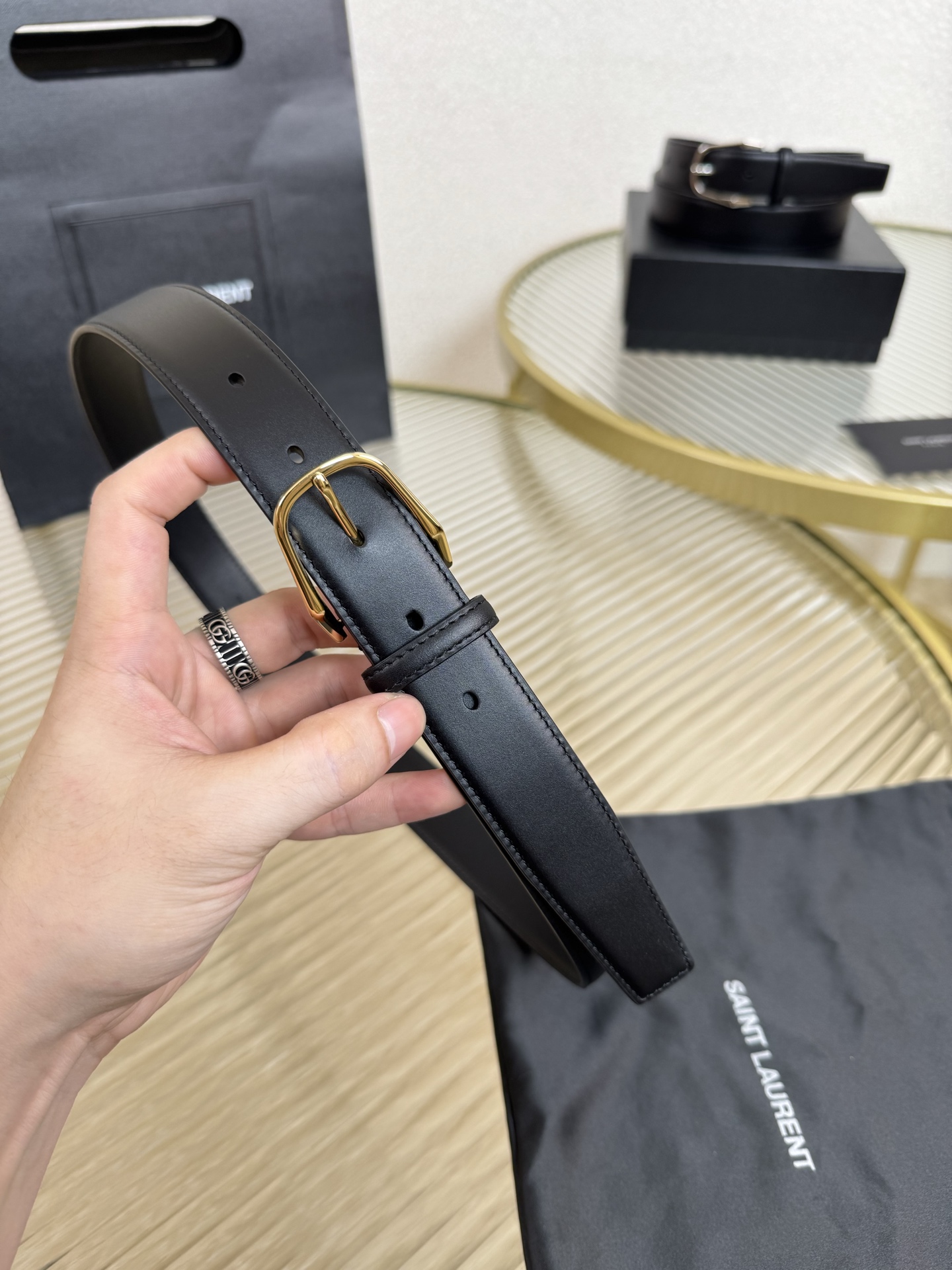 2025 开春秀款Saint Laurent 圣罗兰女士腰带皮带 原厂真金电渡扣头，意大利原厂皮，宽3.