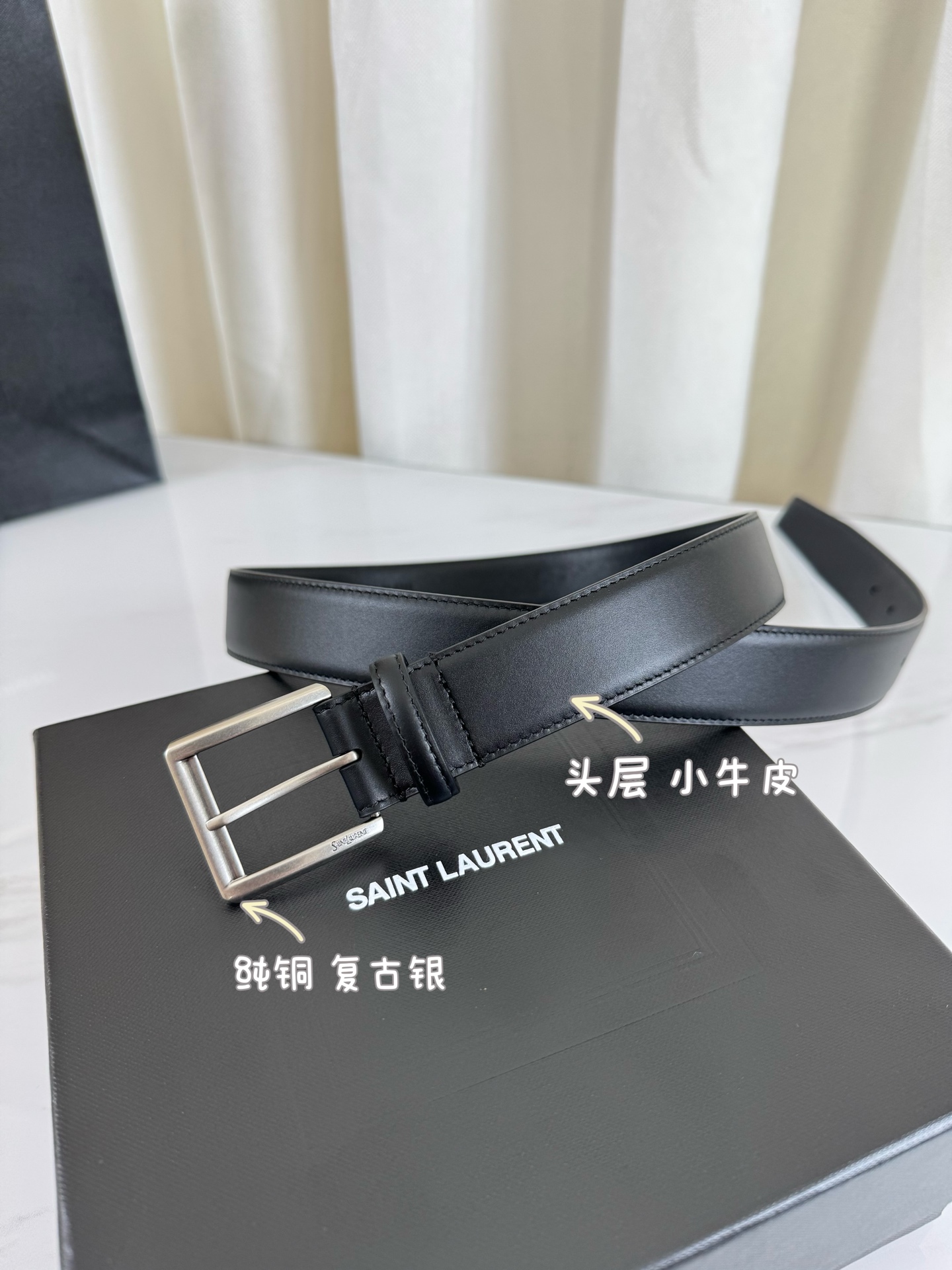 2025 开春秀款Saint Laurent 圣罗兰女士腰带皮带 原厂真金电渡扣头，意大利原厂皮，宽3.