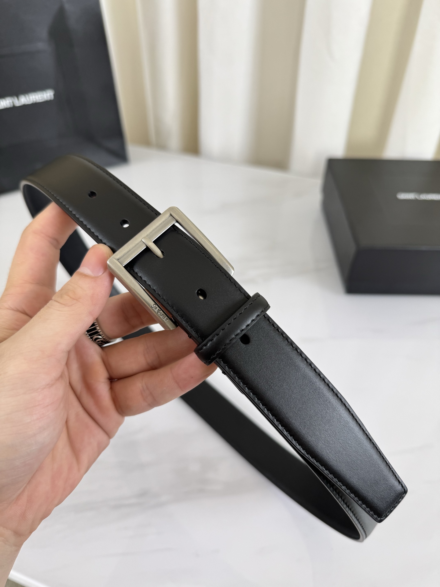 2025 开春秀款Saint Laurent 圣罗兰女士腰带皮带 原厂真金电渡扣头，意大利原厂皮，宽3.