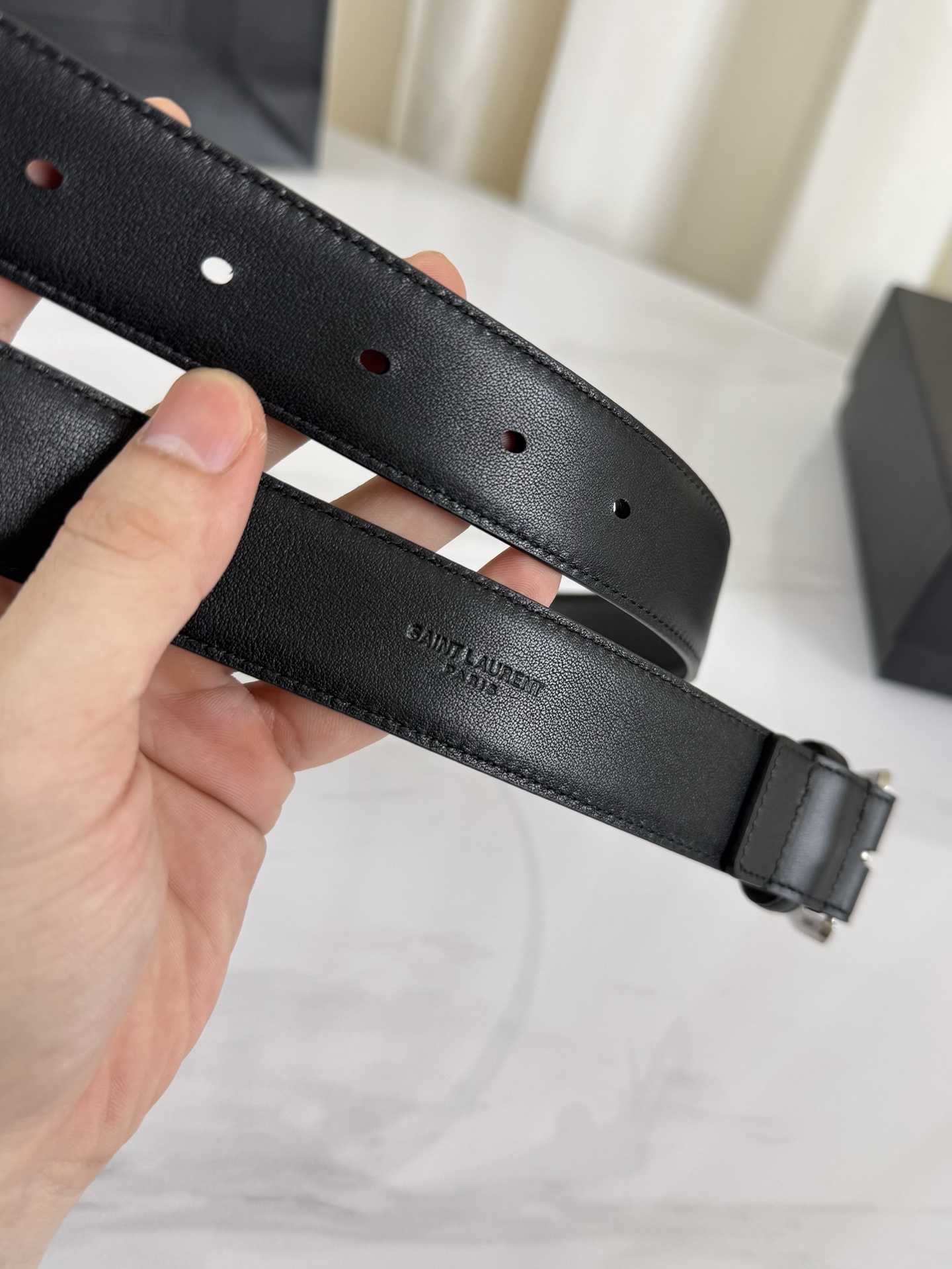 2025 开春秀款Saint Laurent 圣罗兰女士腰带皮带 原厂真金电渡扣头，意大利原厂皮，宽3.