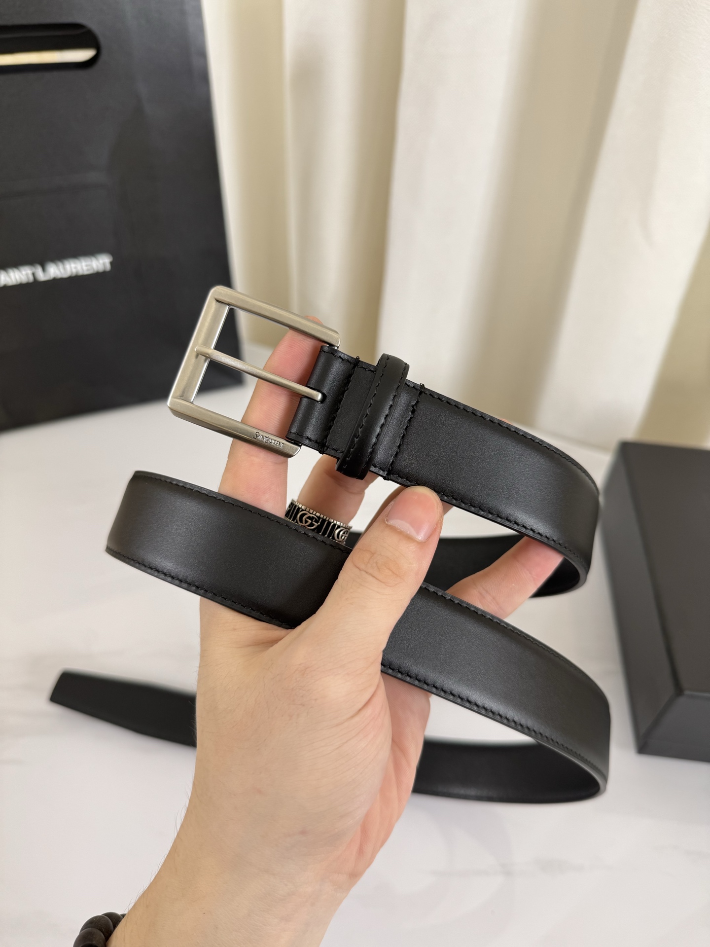 2025 开春秀款Saint Laurent 圣罗兰女士腰带皮带 原厂真金电渡扣头，意大利原厂皮，宽3.