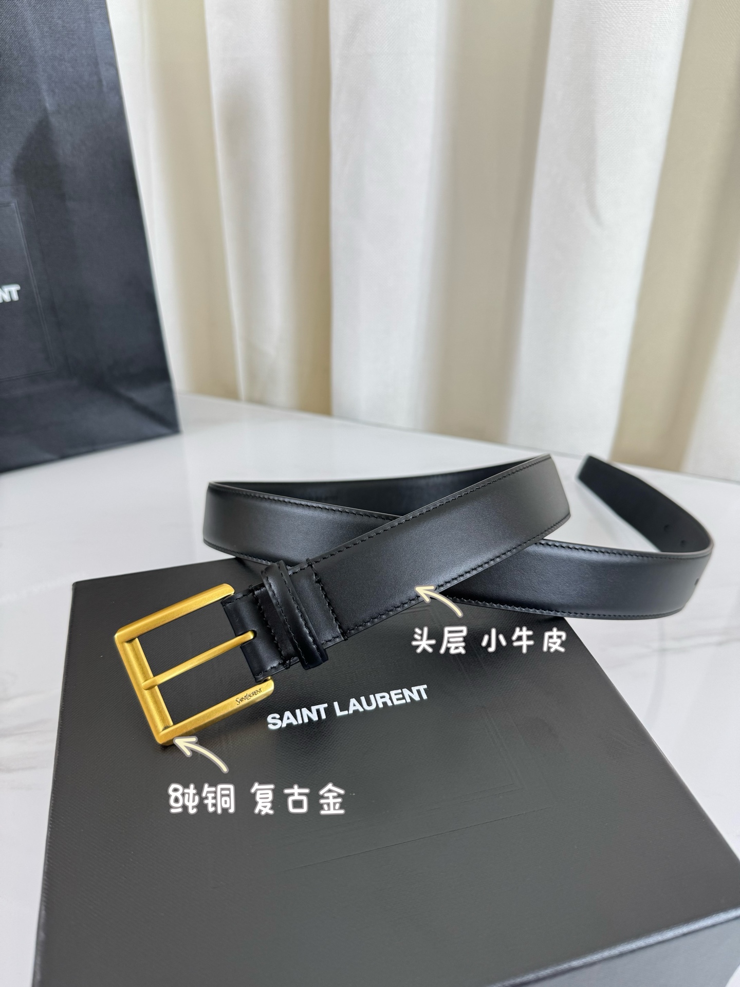 2025 开春秀款Saint Laurent 圣罗兰女士腰带皮带 原厂真金电渡扣头，意大利原厂皮，宽3.